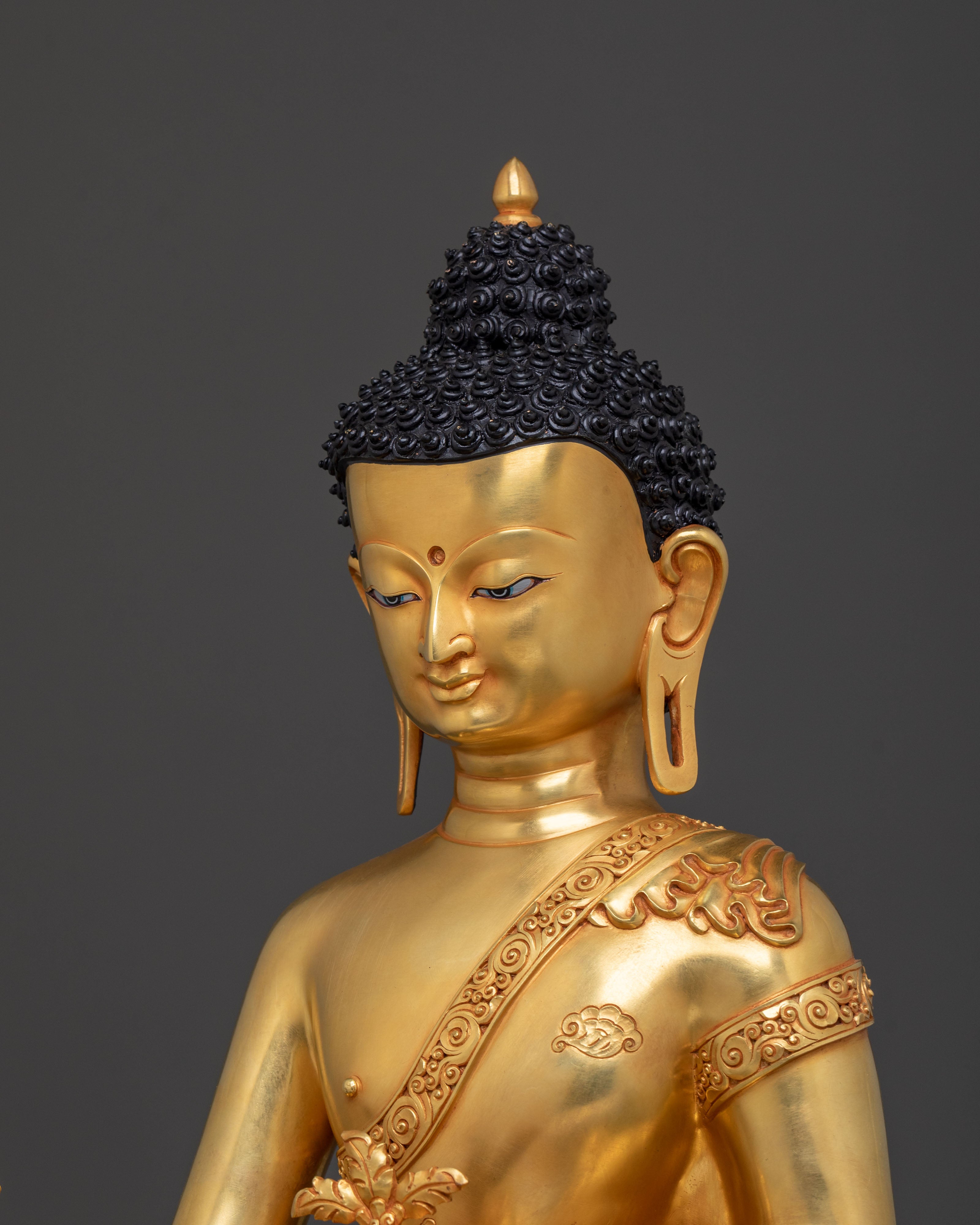 Handcrafted Medicine Buddha Spiritual Healing Statue | 24K Gold Gilding