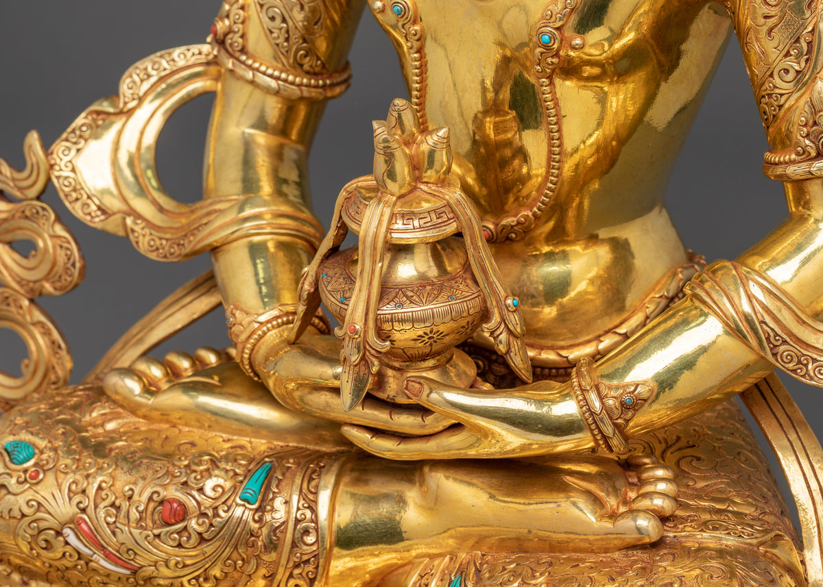 Amitayus Golden Statue | Long Life Buddha Copper Figurine