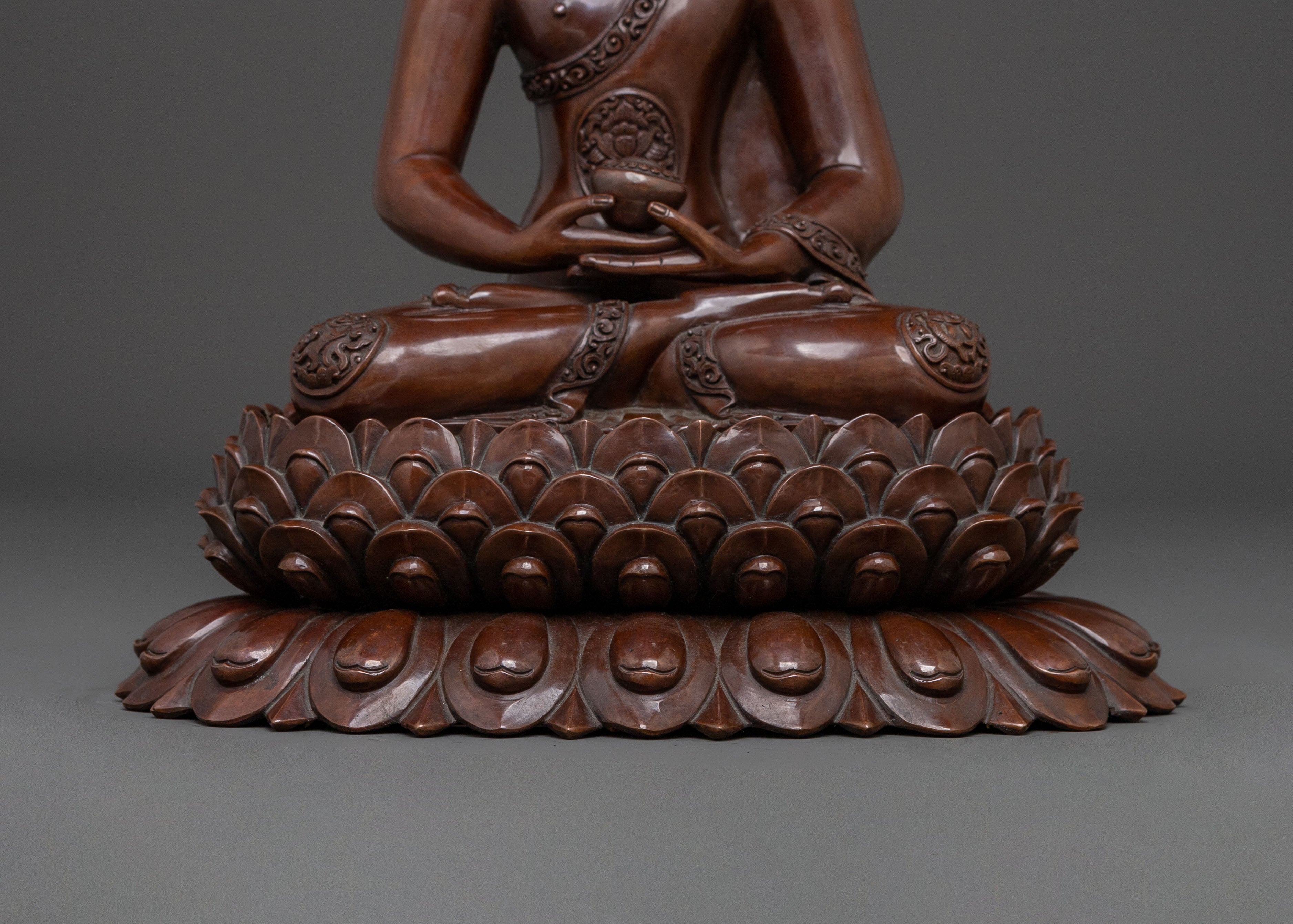 Amitabha Buddha: Oxidized Copper Statue