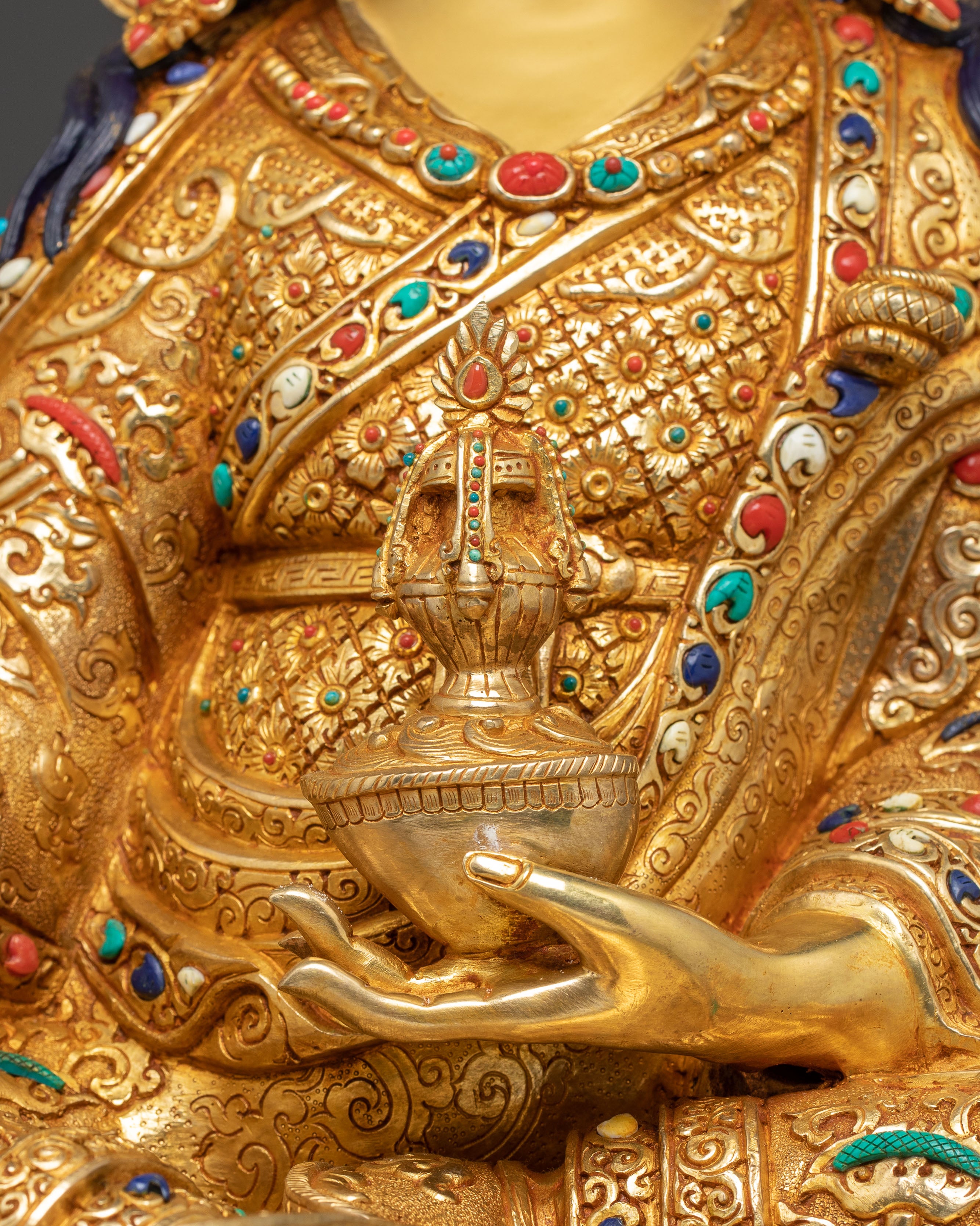 Golden Guru Rinpoche Statue | Padmasambhava Handcrafted Statue