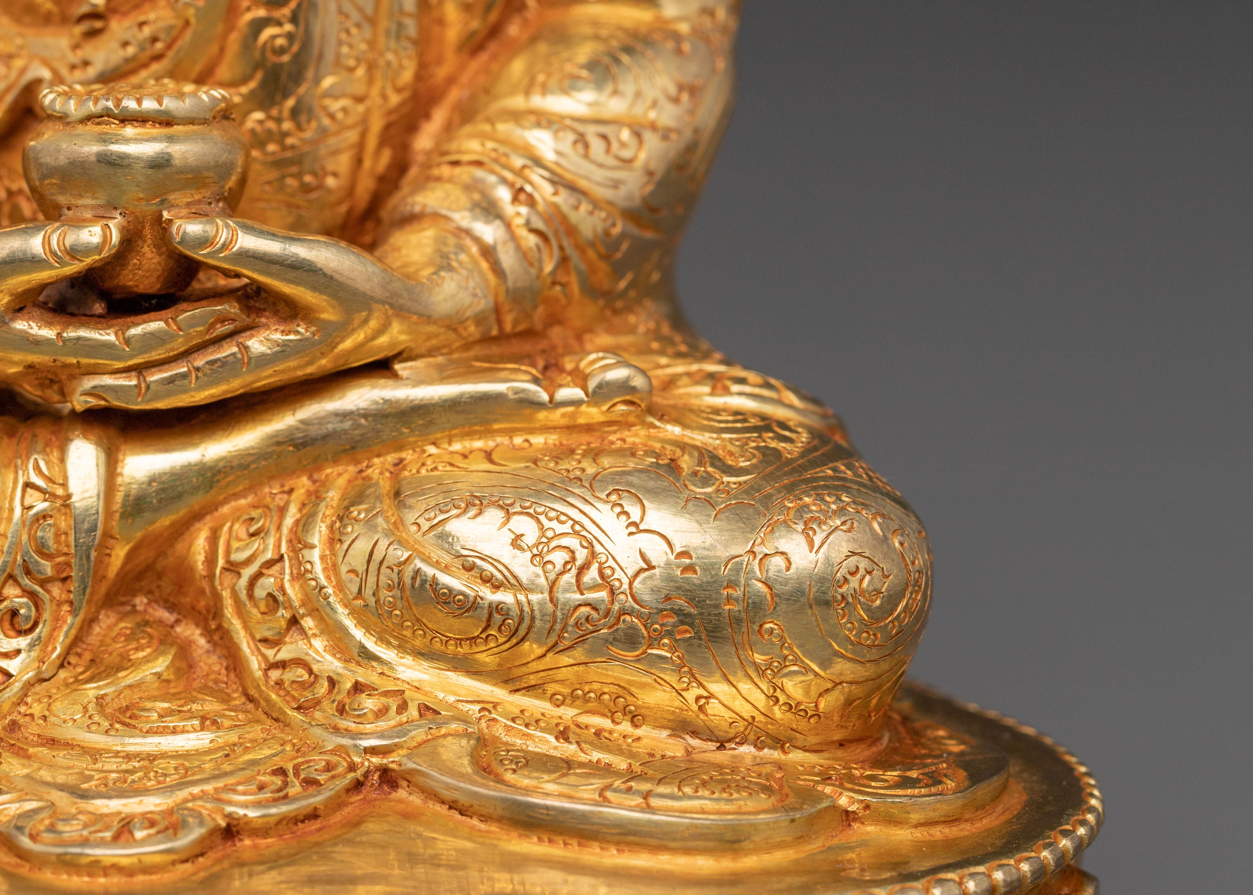 Serene Amitabha Buddha Statue - 24K Gold Gilded Art