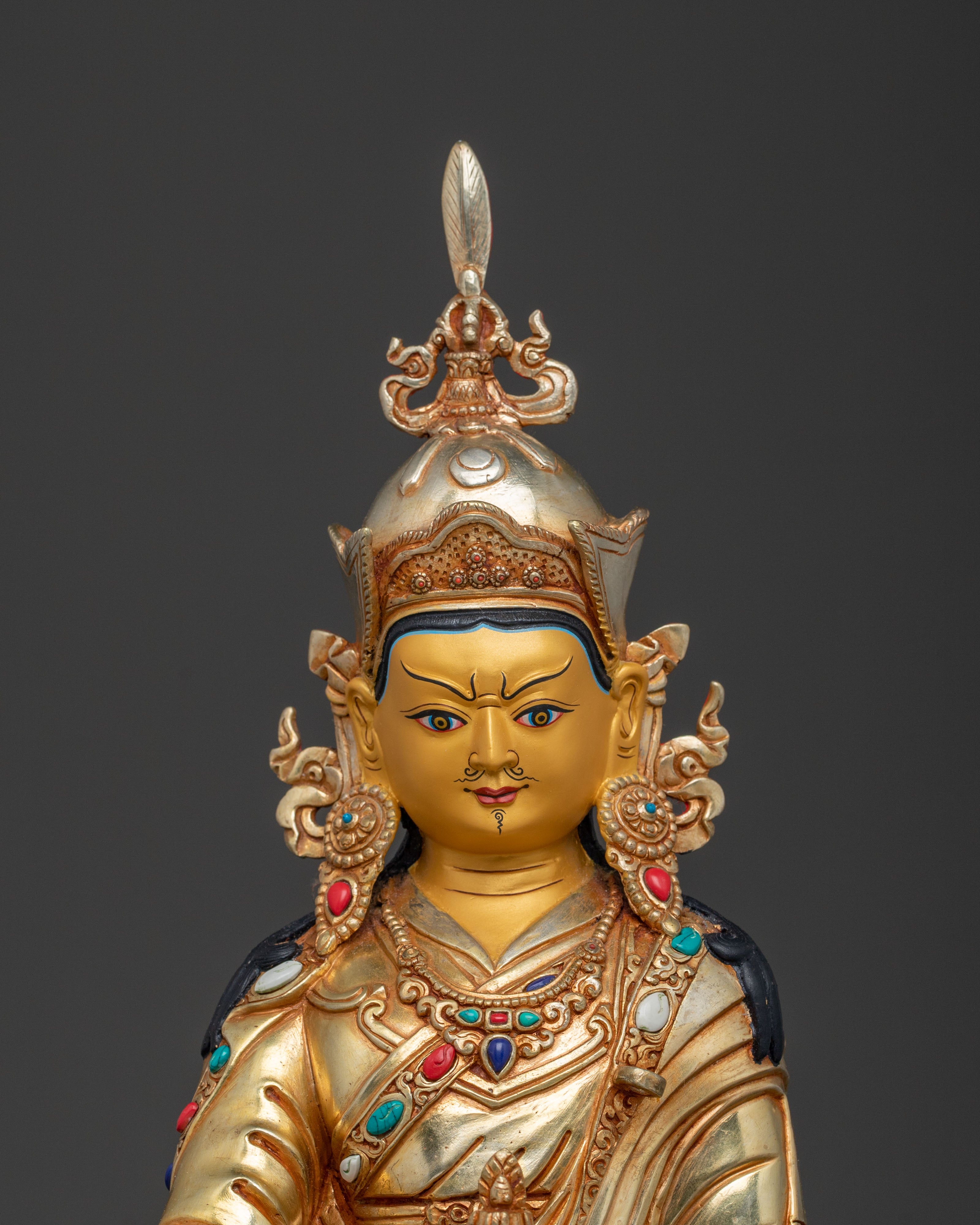 Guru Rinpoche Sacred Statue | 24K Gold Gilded Icon
