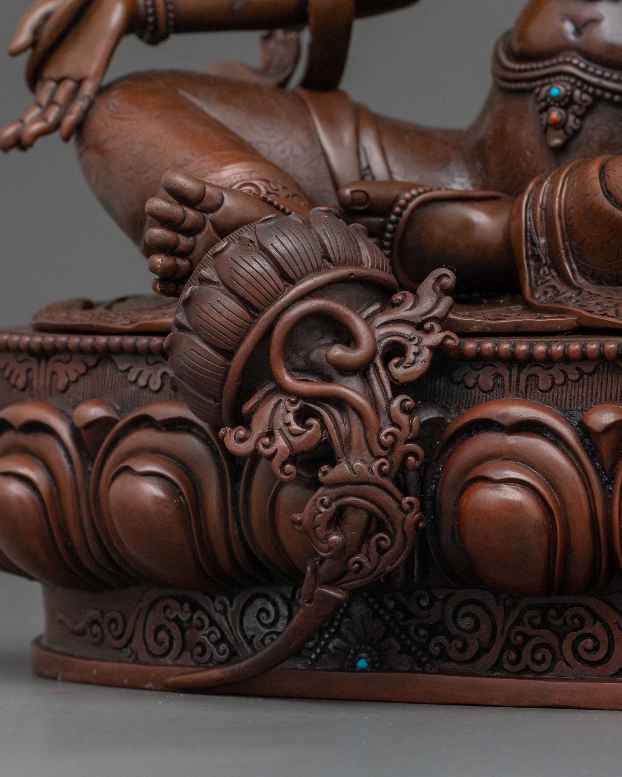 Compassion Goddess Green Tara: Oxidized Copper Sculpture