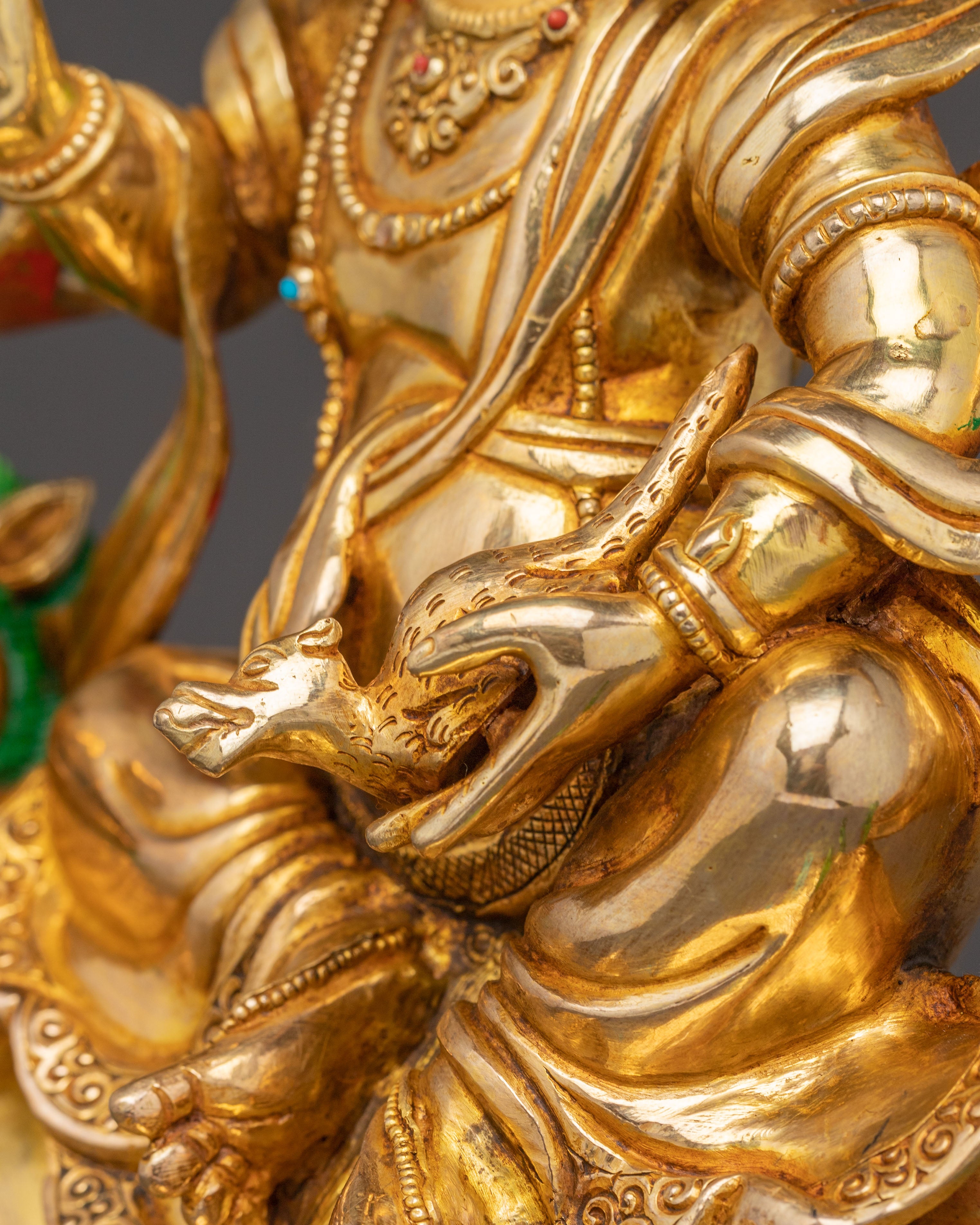 Handmade Prosperity Namtoshe Golden Statue - 24K Gold Gilded