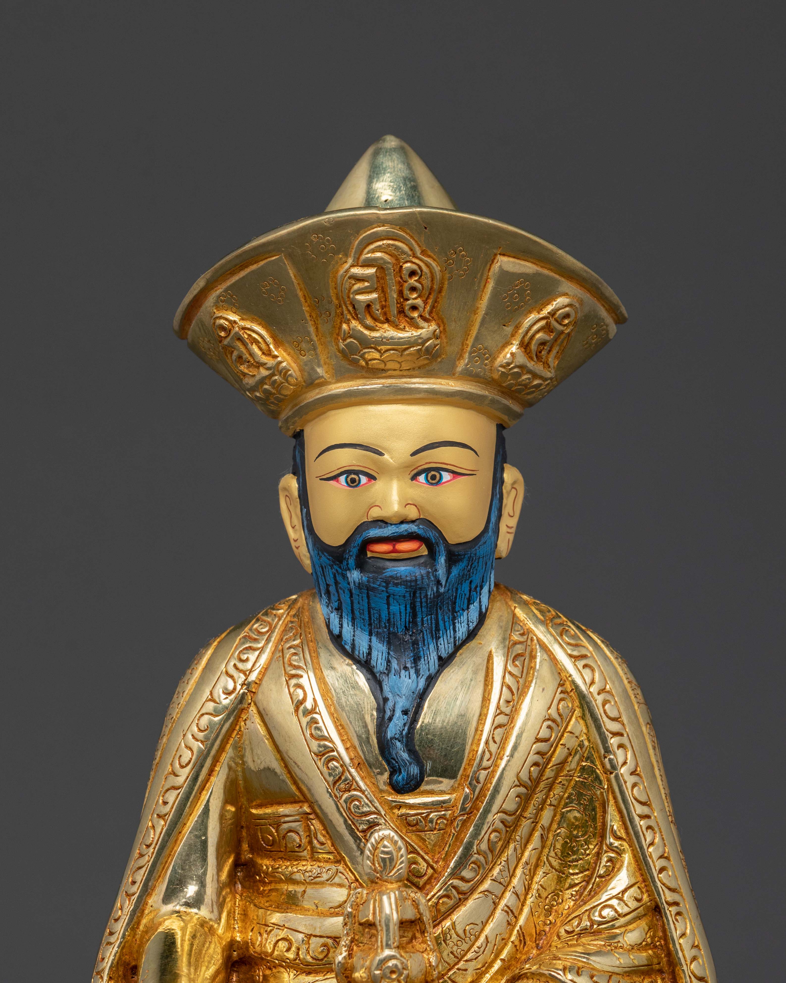Guru Shapdum Statue | 24K Gold Gilded Buddhist Master