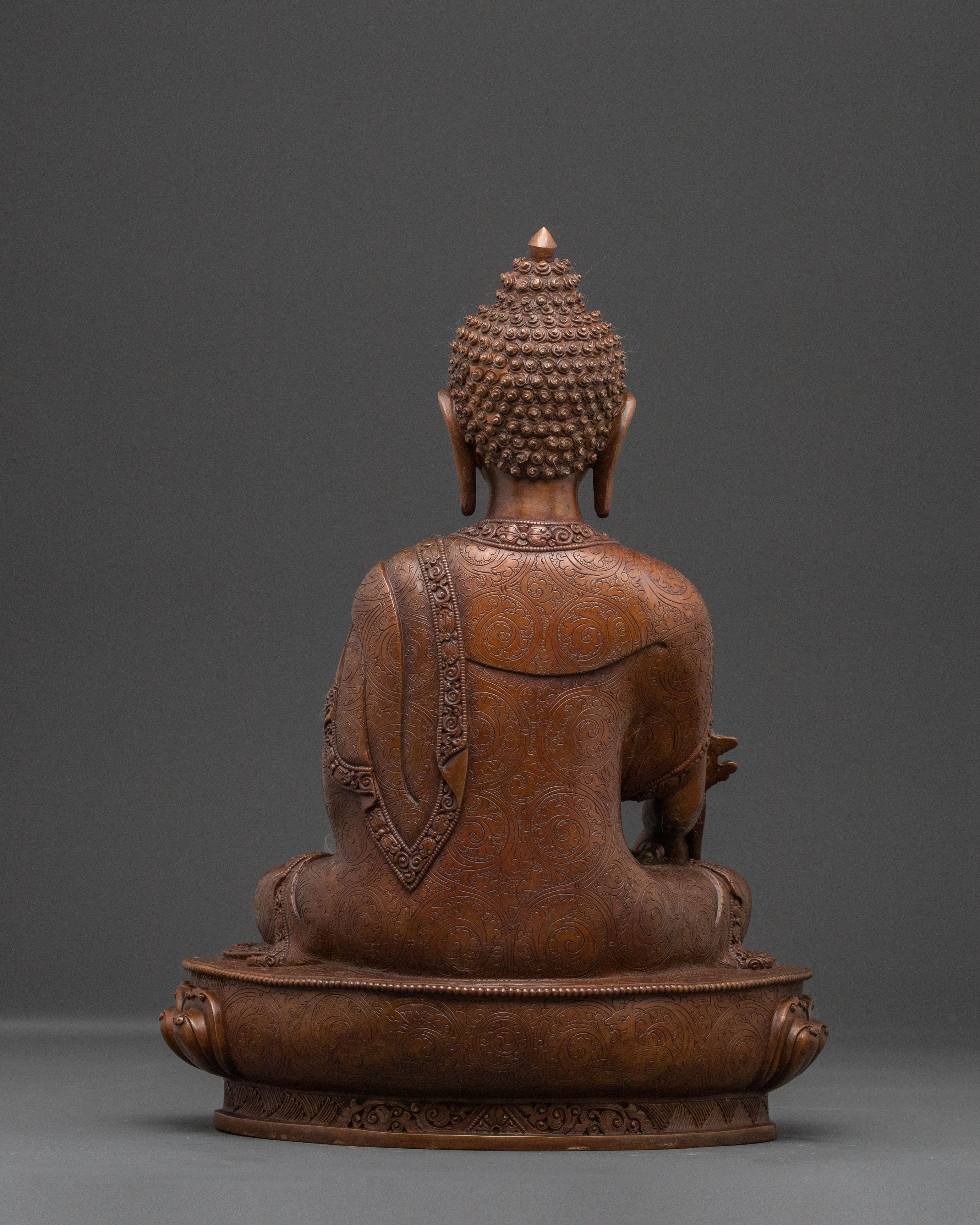 Healing Medicine Buddha Handcrafted Statue in Oxidized Copper