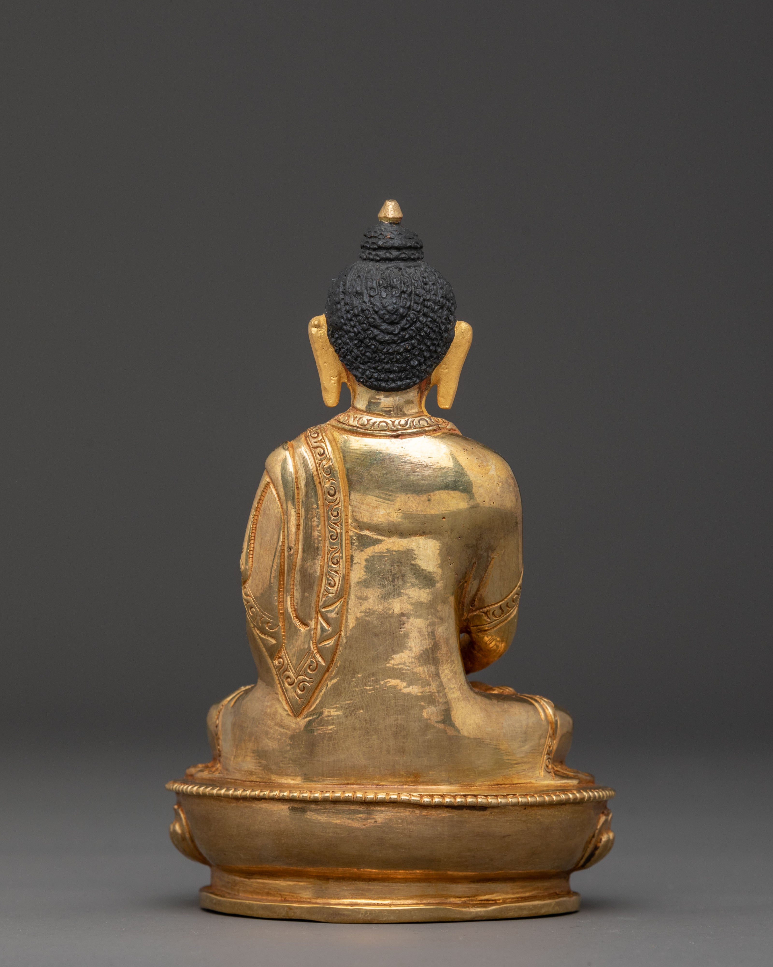 Tibetan Statue of Amitabha Buddha - Handcrafted 24K Gold Gilded