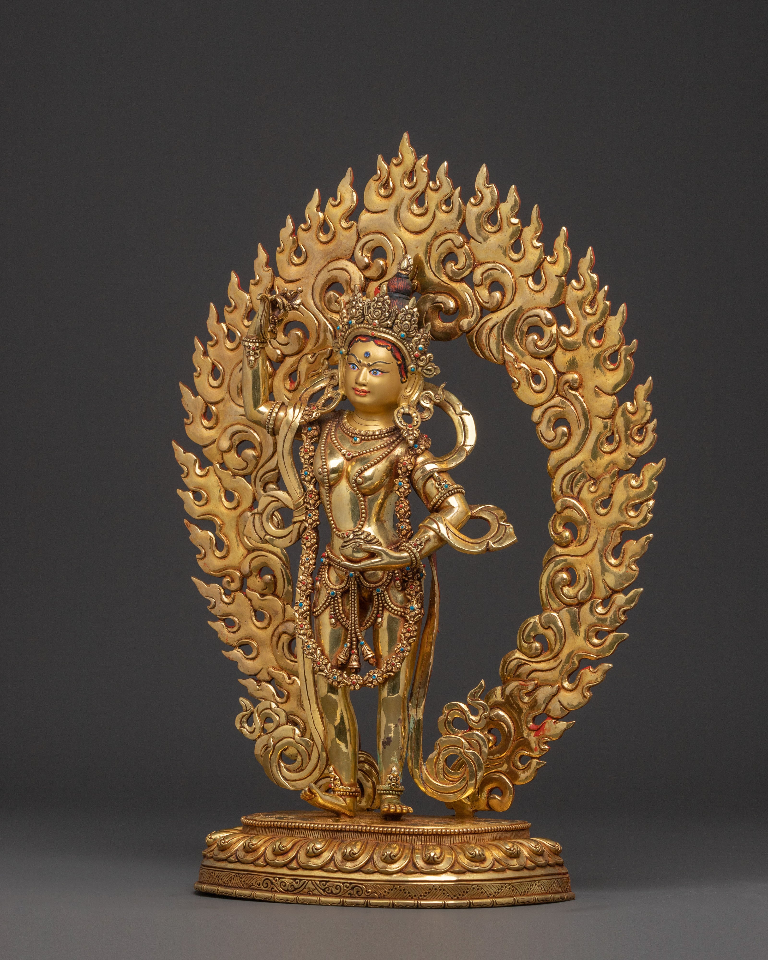 Yeshe Tsogyal 24k Gold Gilded Statue | Home Decor