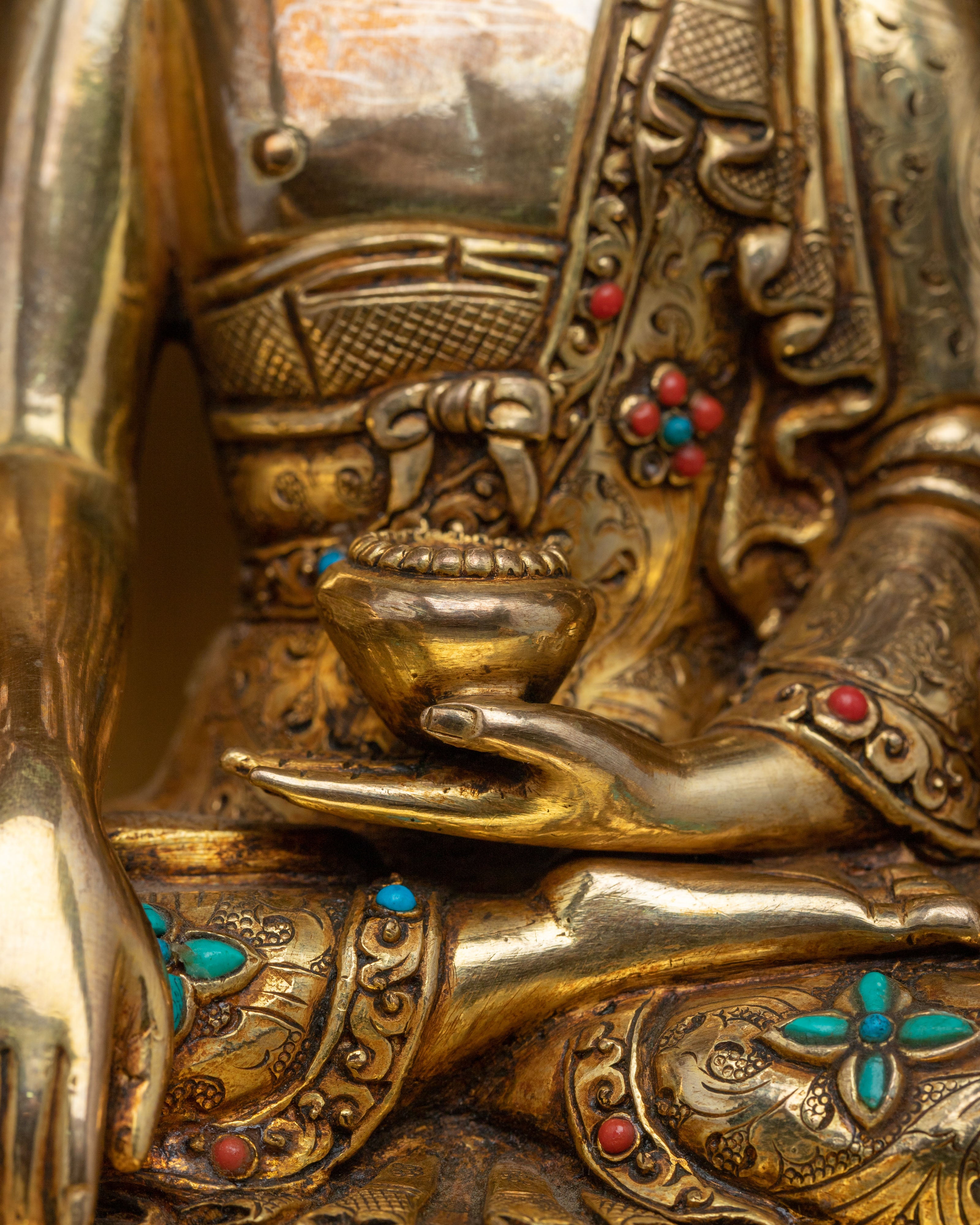 Shakyamuni Buddha in Throne Statue – 24K Gold Gilded Masterpiece