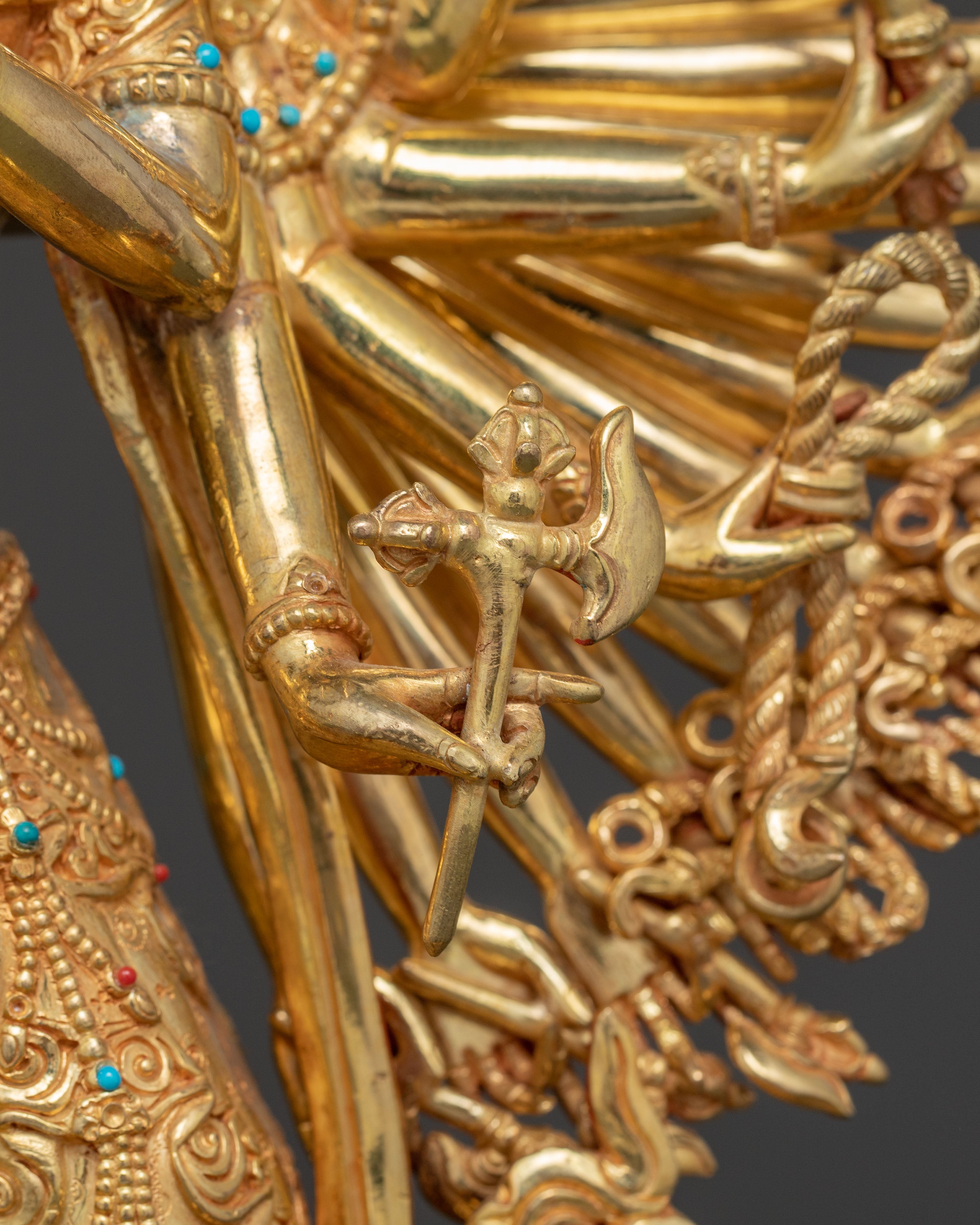 Handmade 24k Gold Glided 1000 Armed Dukar Statue