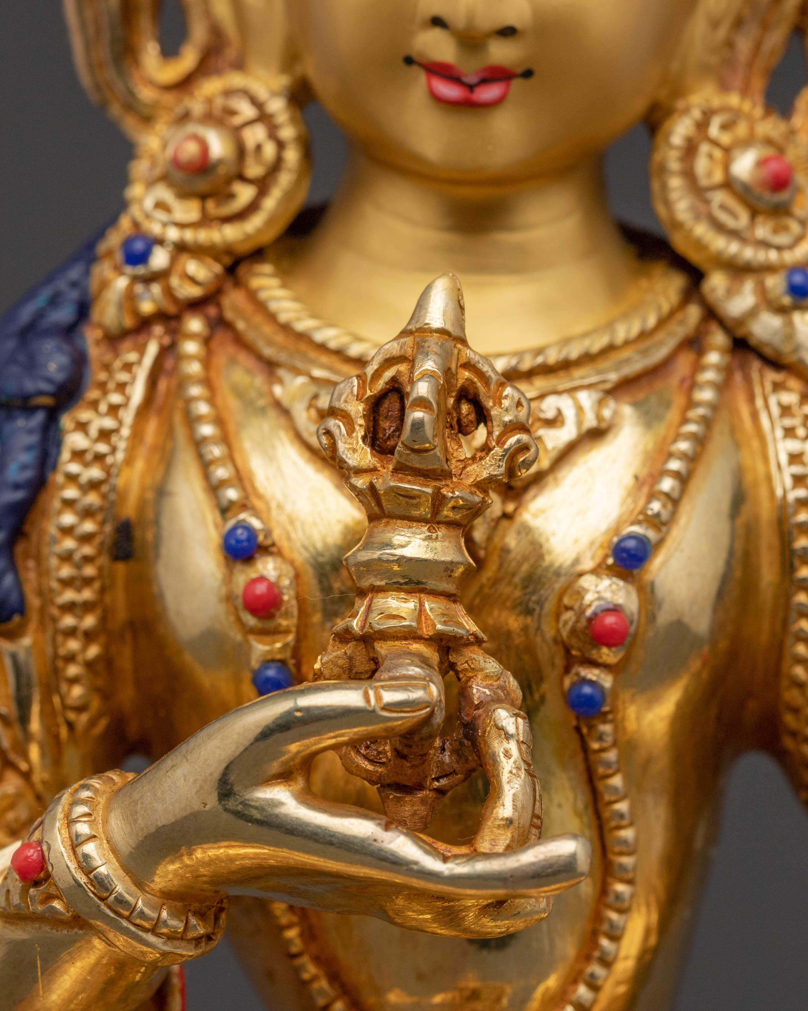 Statue of Vajrasattva for Sacred Spaces: Hand-Gilded Copper Artistry