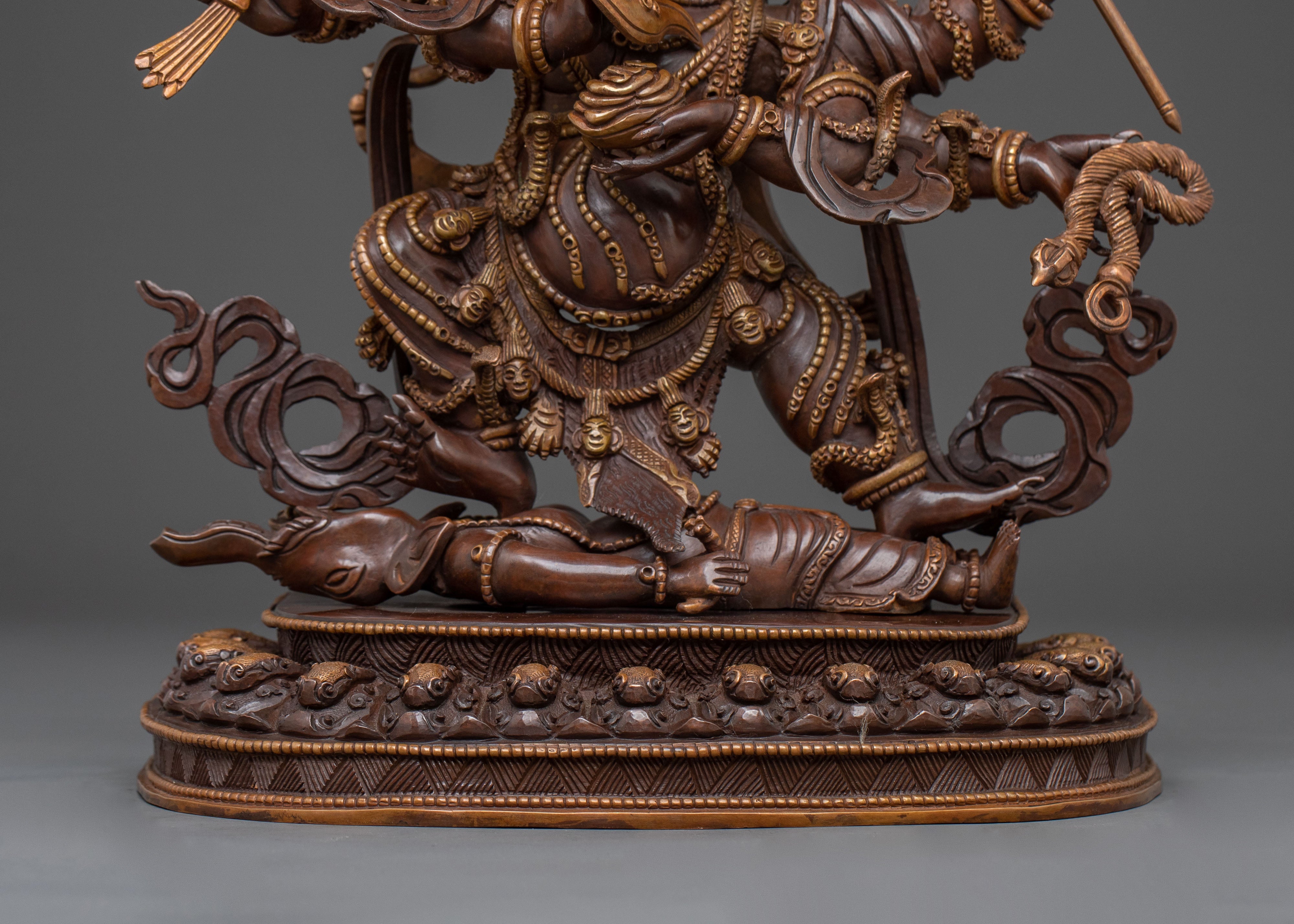 Six-Armed Mahakala Copper Statue | Guardian Figure