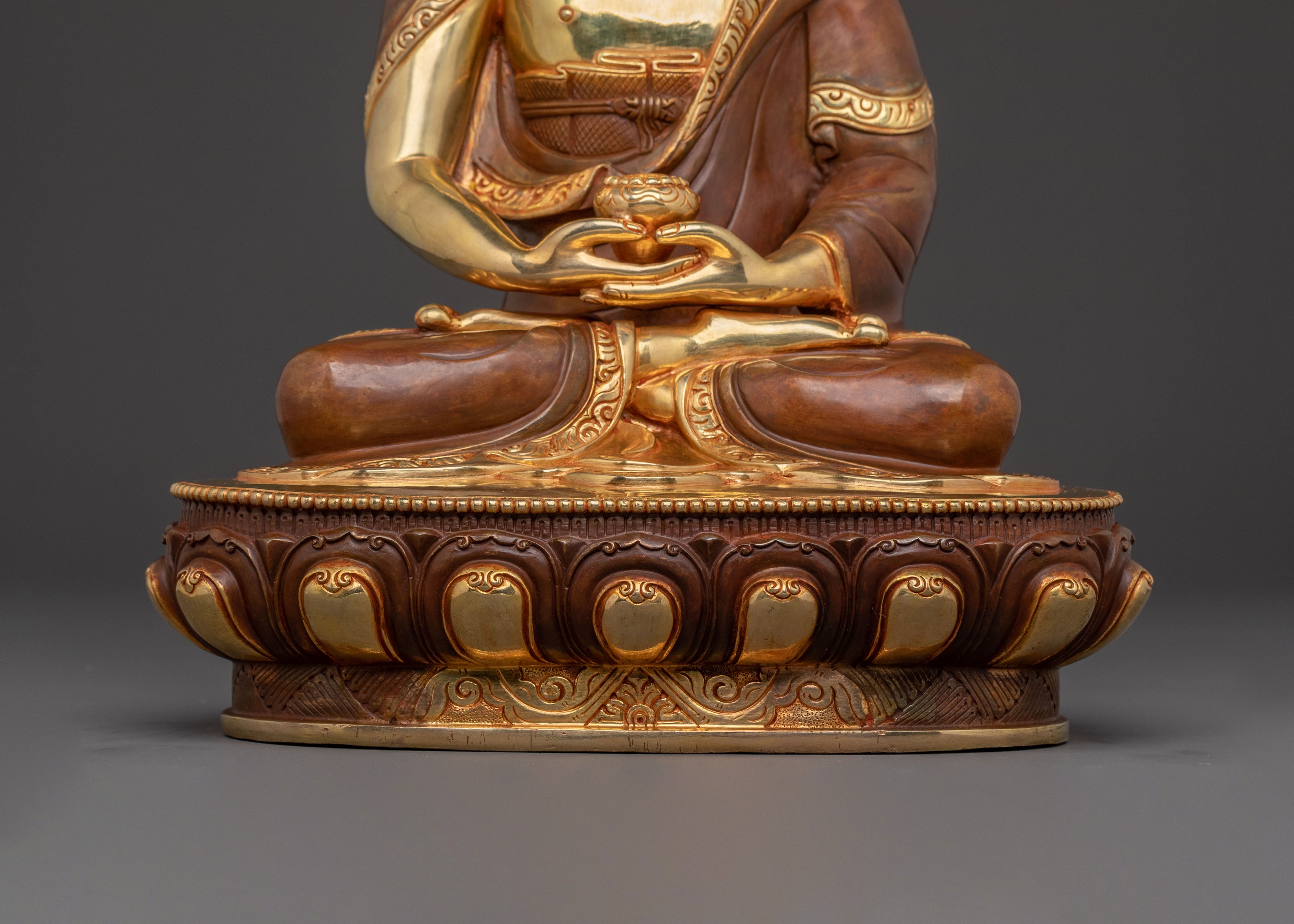 Amitabha Buddha Traditional Sacred Statue: Gilded Copper Art