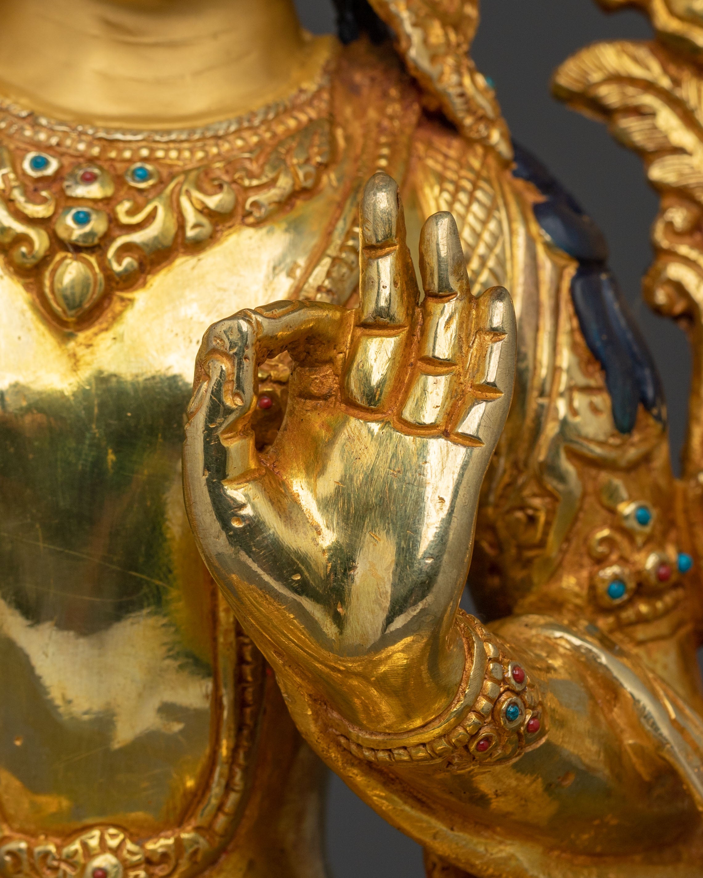 Manjushri Bodhisattva Statue | 24K Gold Gilded Figurine
