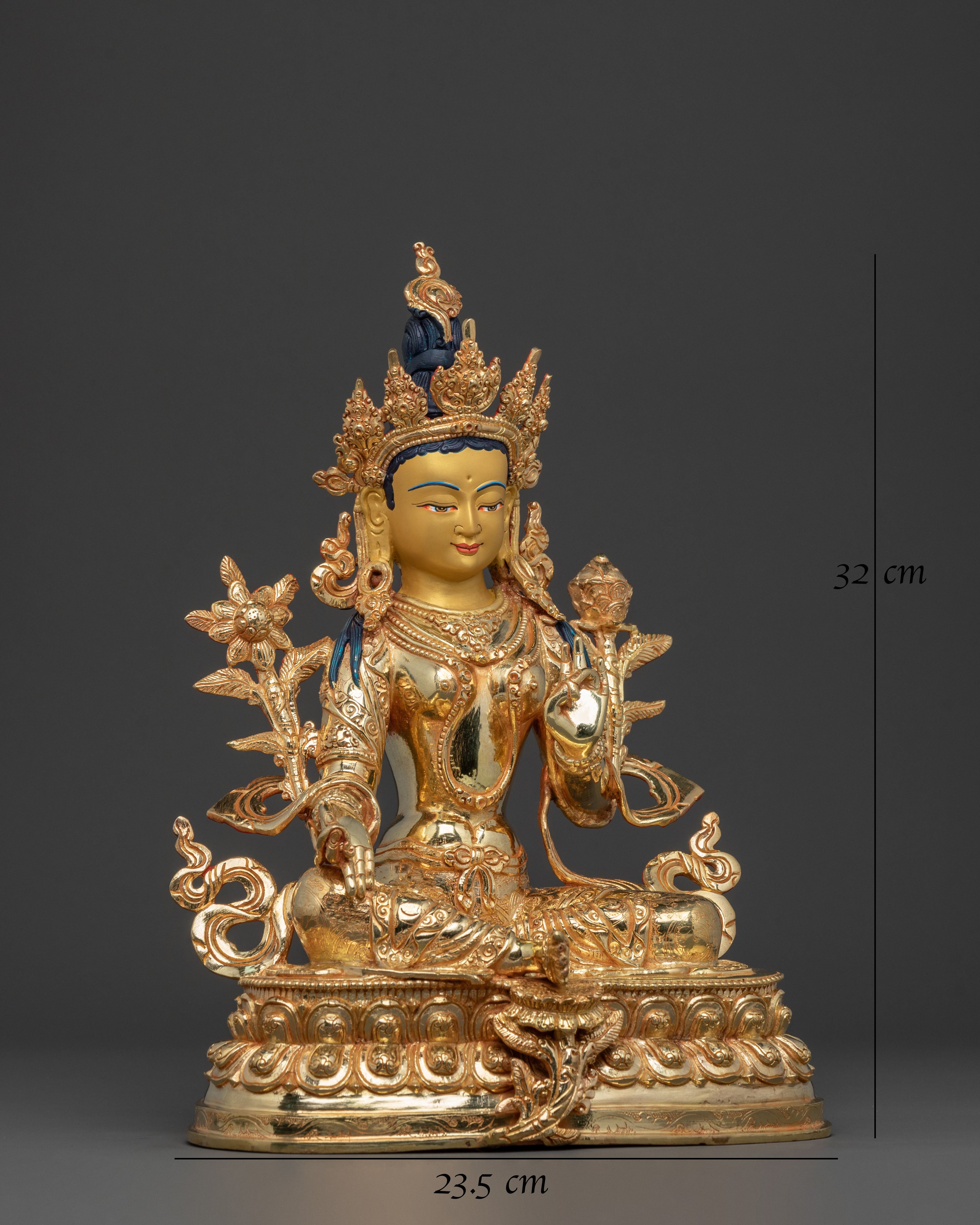 Mother Green Tara Peaceful Statue | Sacred Himalayan Buddhist Art
