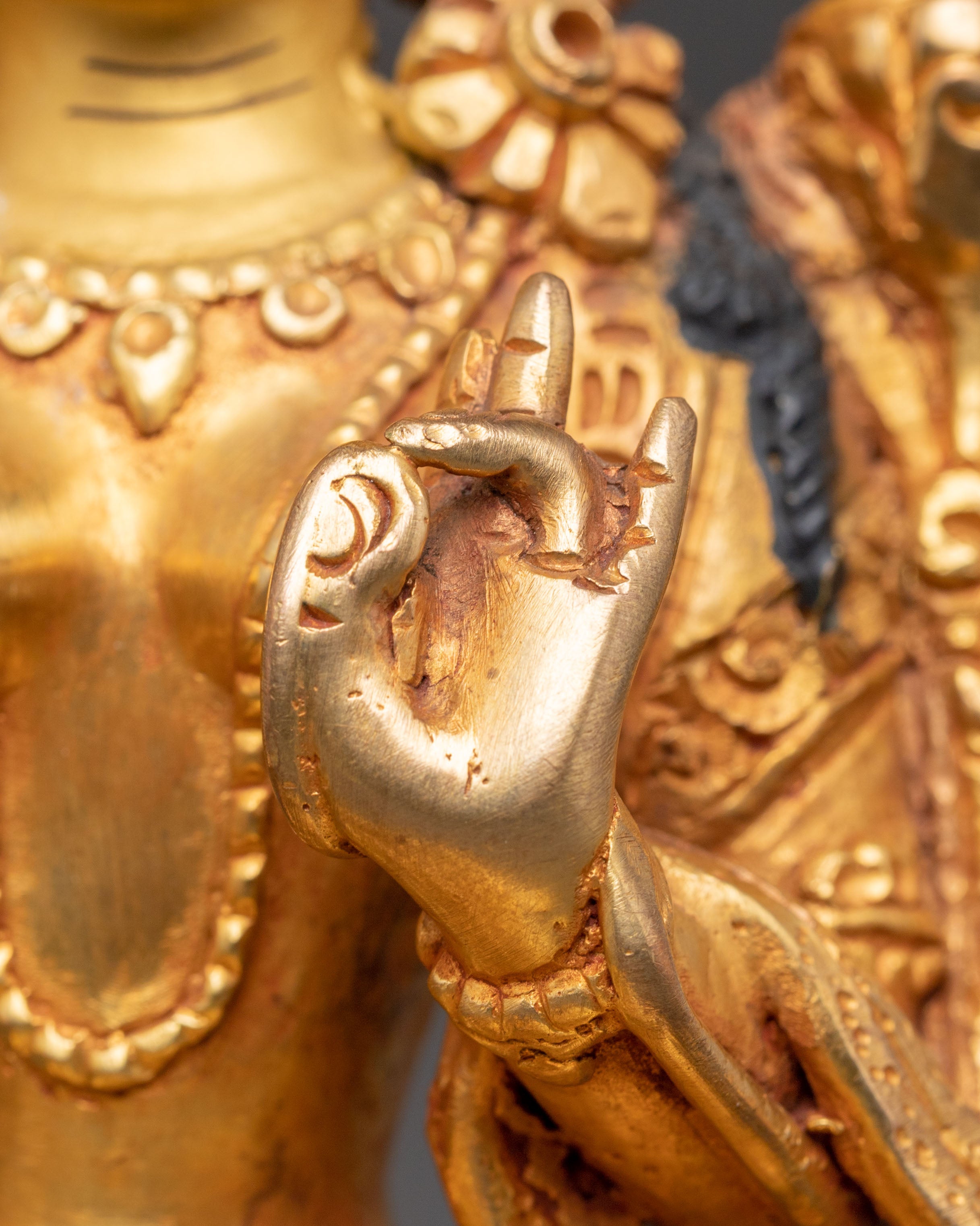 Green Tara Golden Handcrafted Statue | Goddess of Compassion