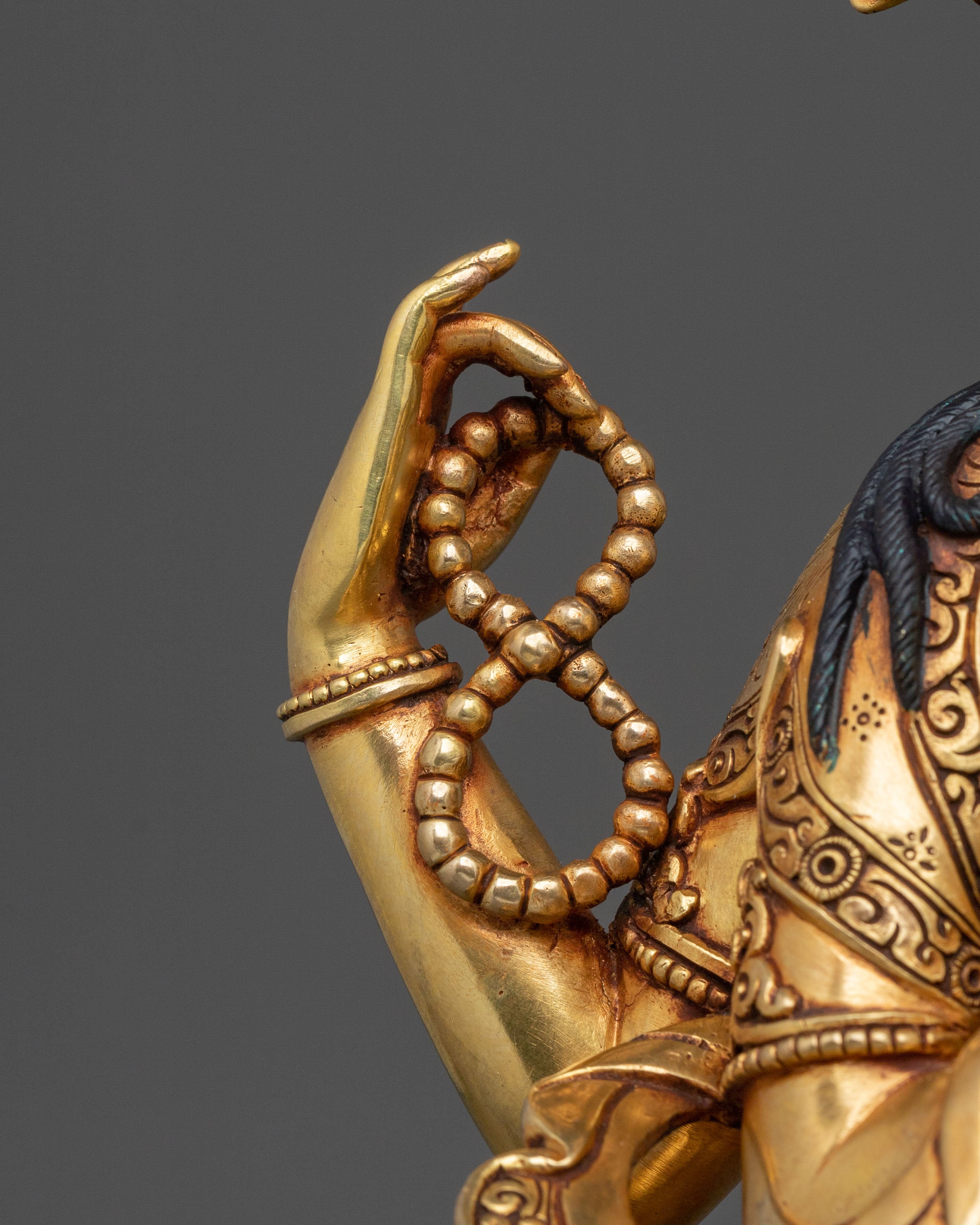 Chenrezig Sculpture | 24K Gold Gilded Compassionate Figurine