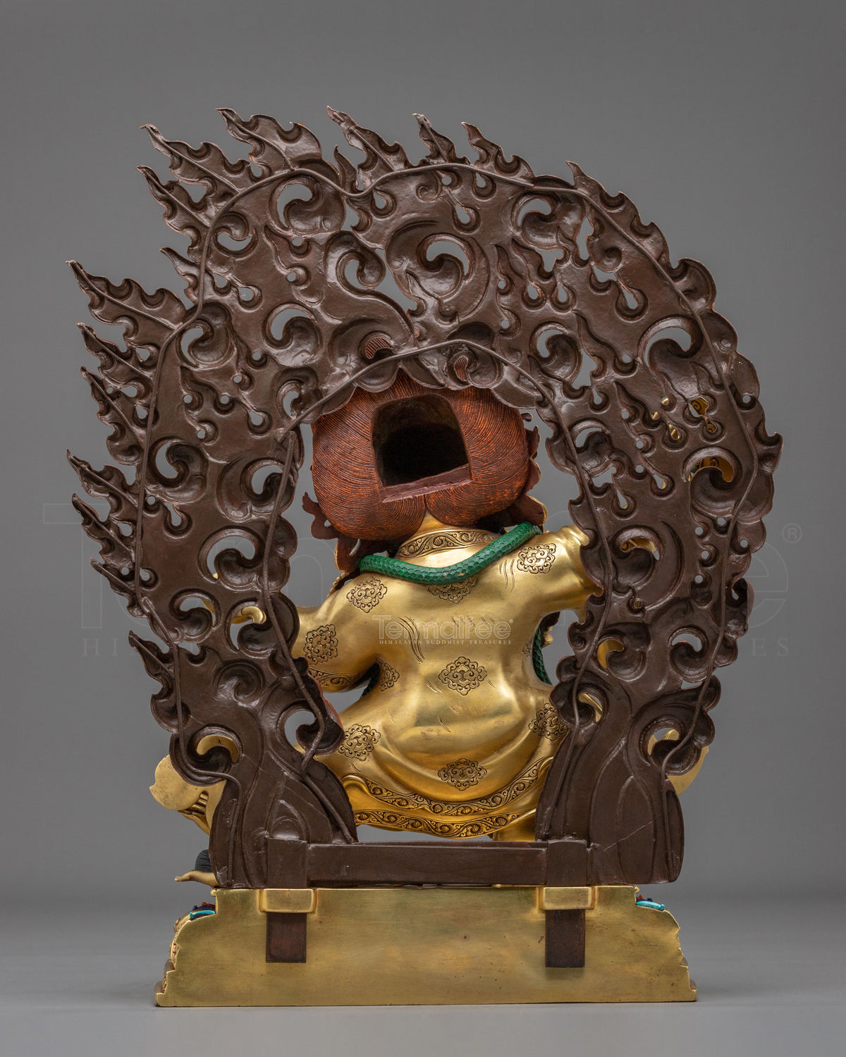 24K Gold Gilded Copper Mahakala Bernakchen Statue | Vajrayana Protector