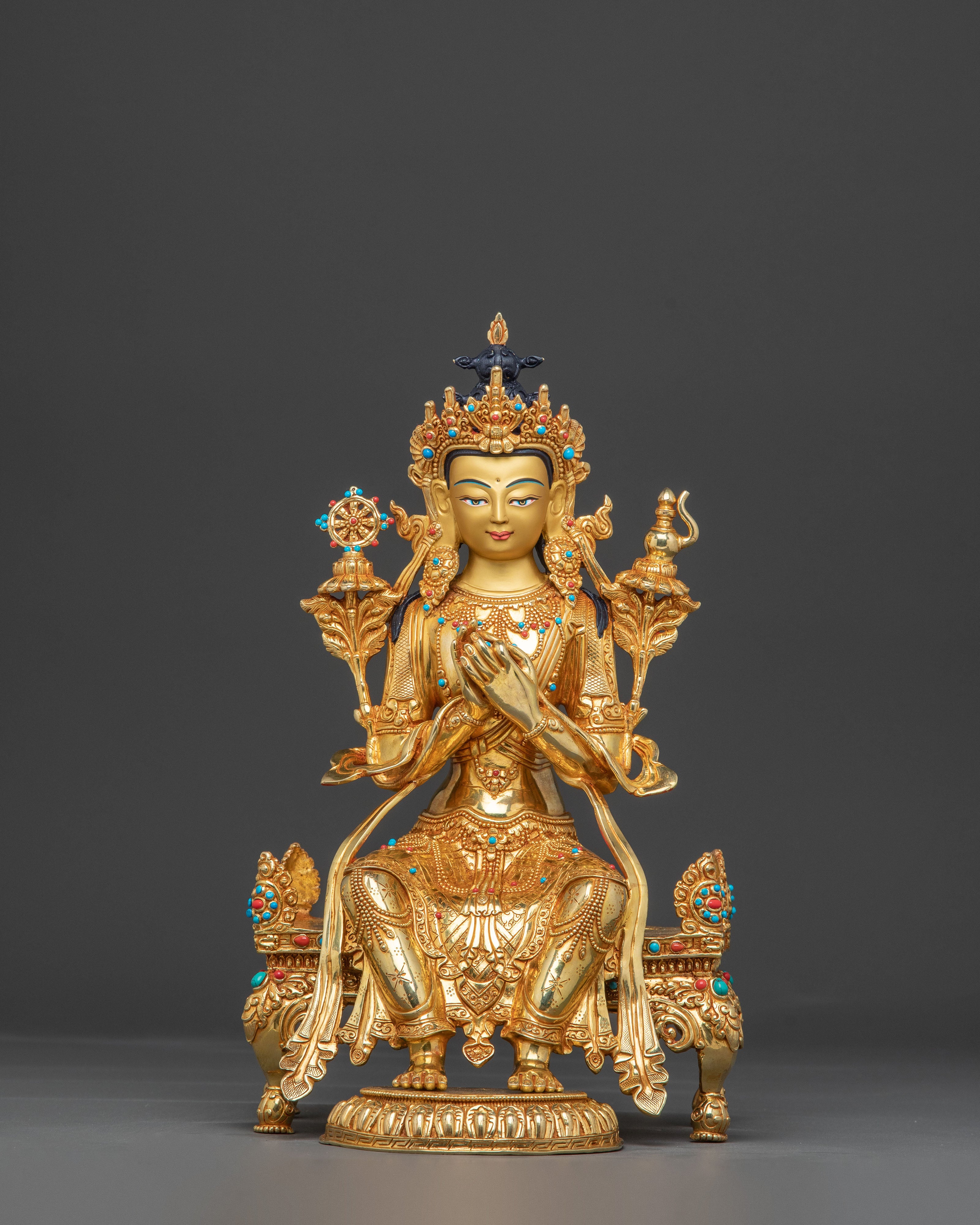 Maitreya Buddha 24K Gold Gilded Copper Statue — Radiant Future Buddha