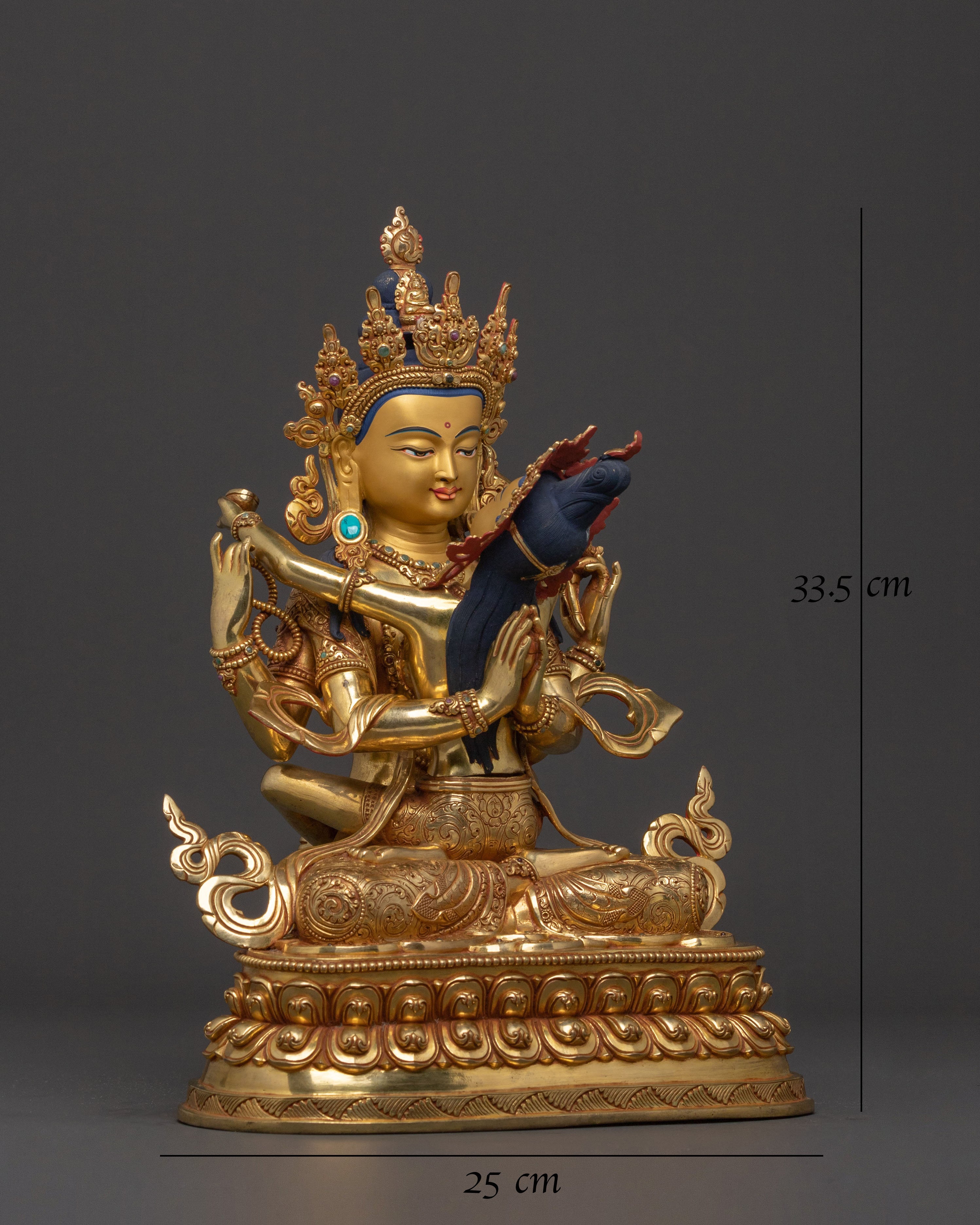 Chenrezig Golden Statue With Consort | Blessing Icons