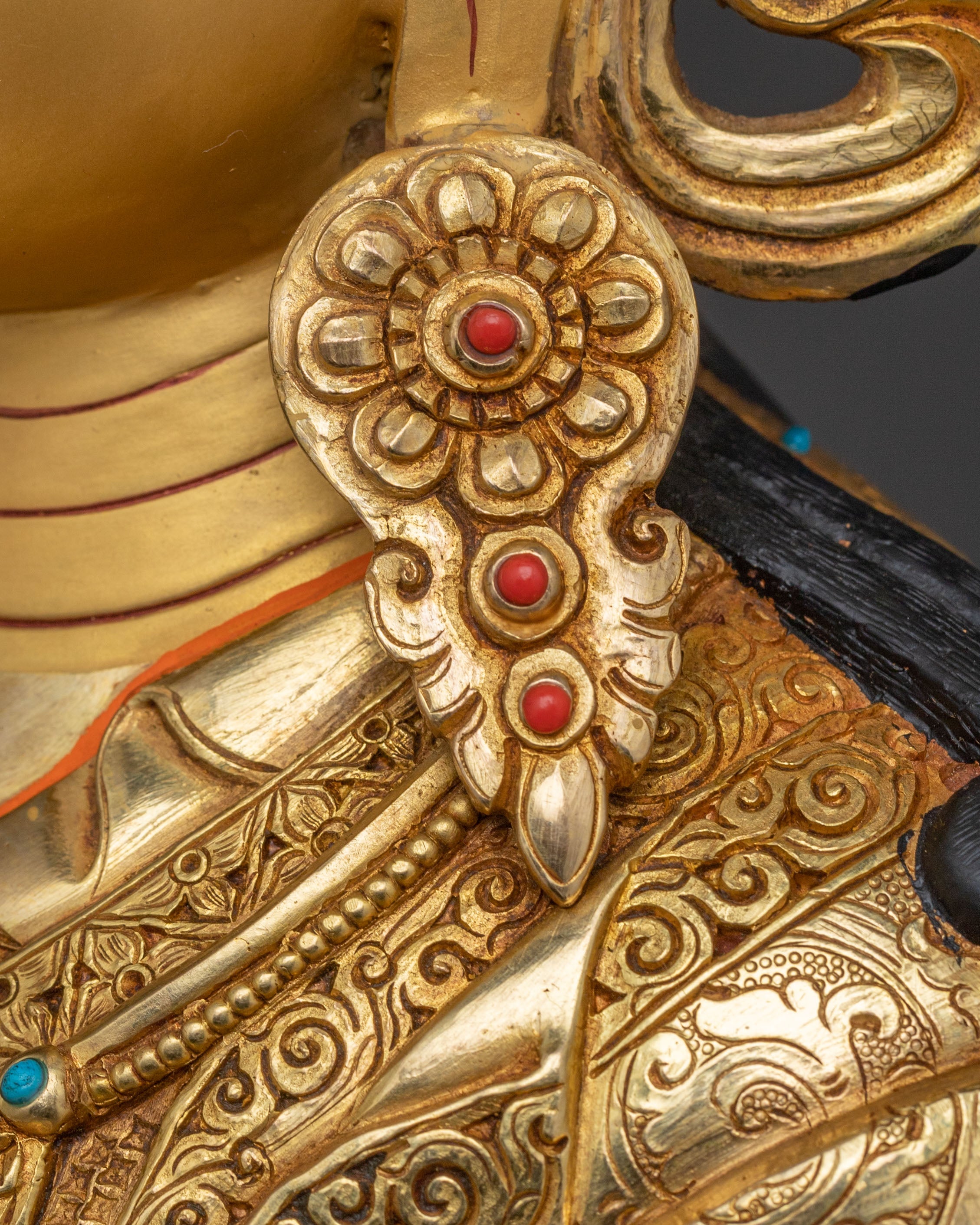 The Lotus Born Guru Rinpoche Spiritual Statue – 24K Gold Gilded Art