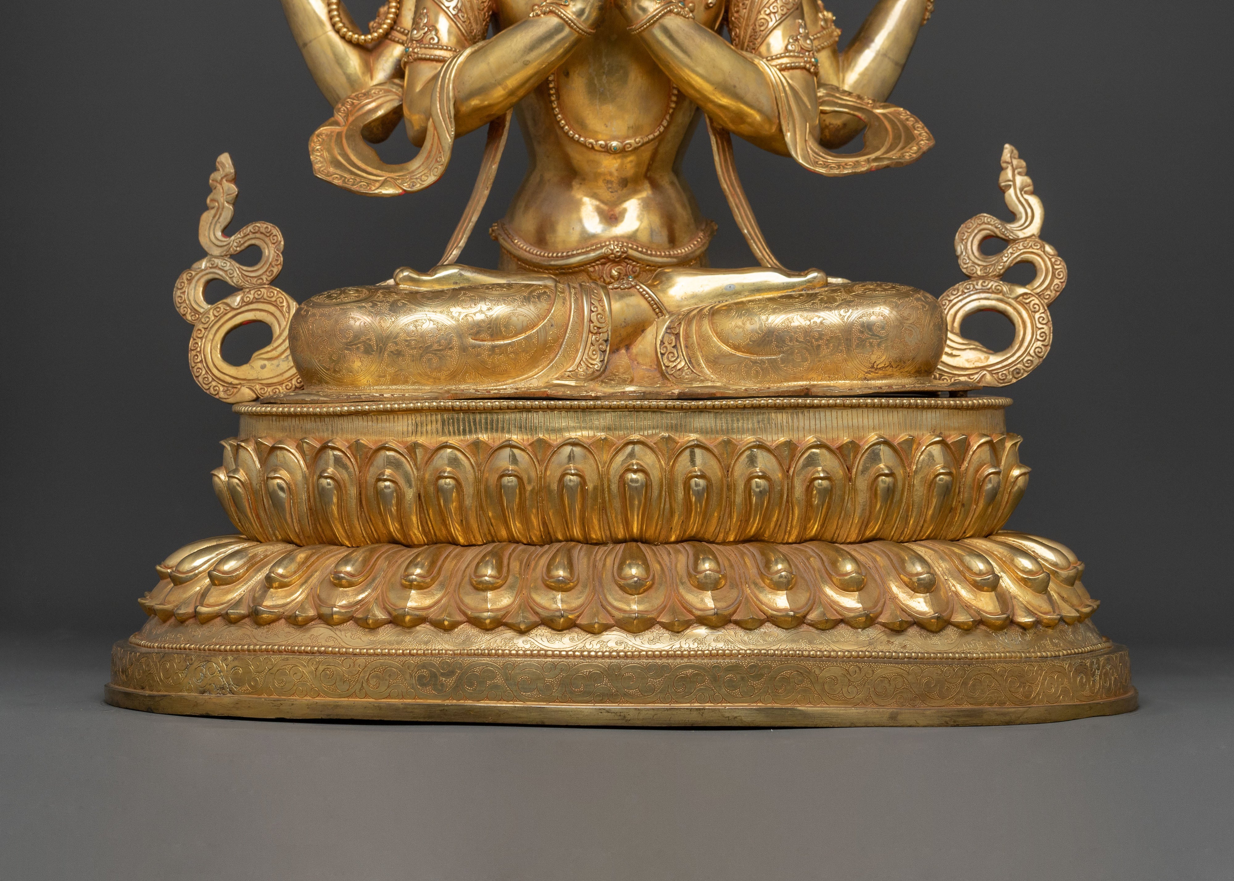 Bodhisattva Compassion Chenrezig Statue with 24K Gold Glided