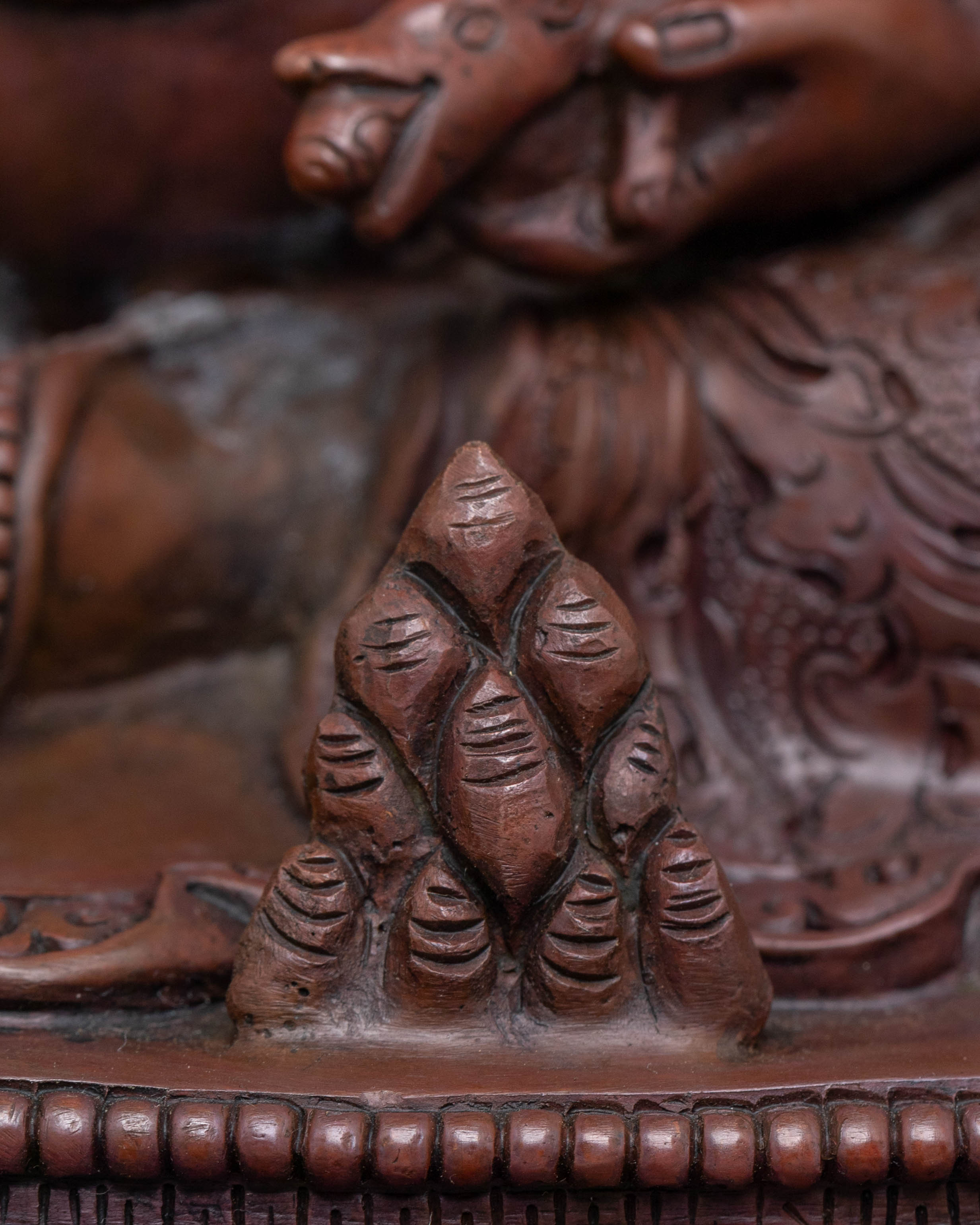 Dzambhala Sacred Statue with Throne - Oxidized Copper