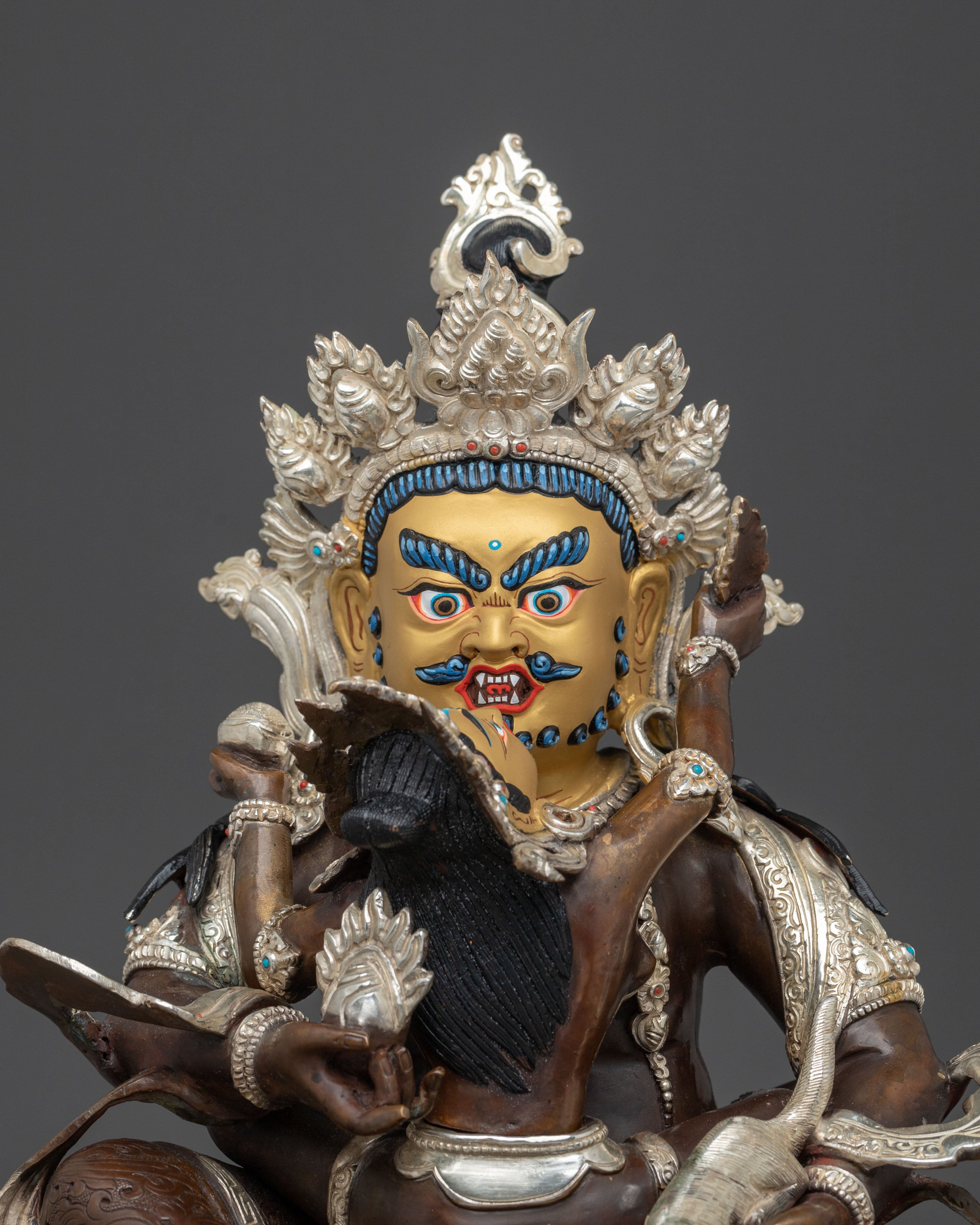 Red Dzambhala Statue | Oxidized Copper Wealth Deity