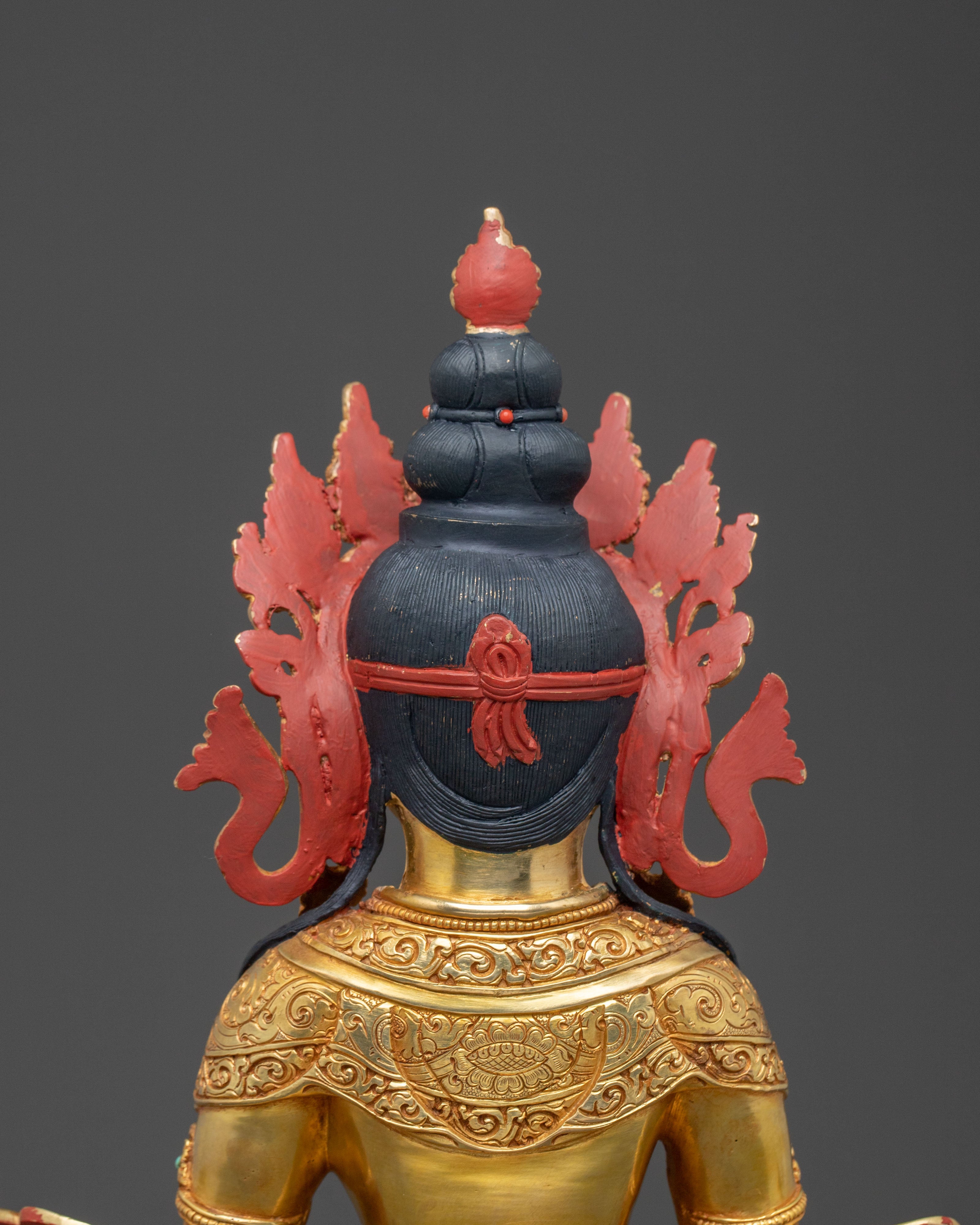 Amitayus Buddha: 24K Gold Gilded Figure