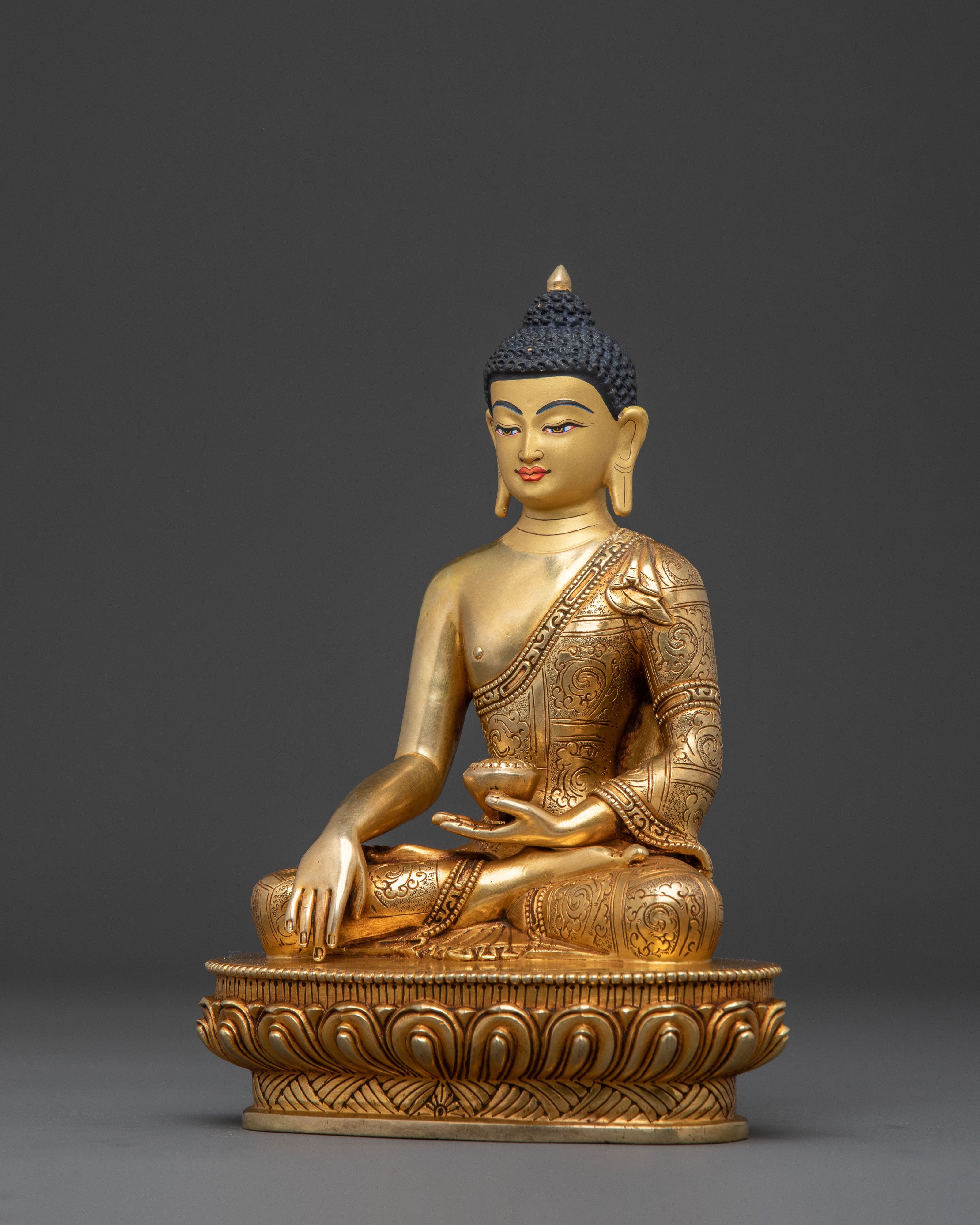 Shakyamuni Buddha Statue with Acrylic Painting – Handcrafted in Nepal