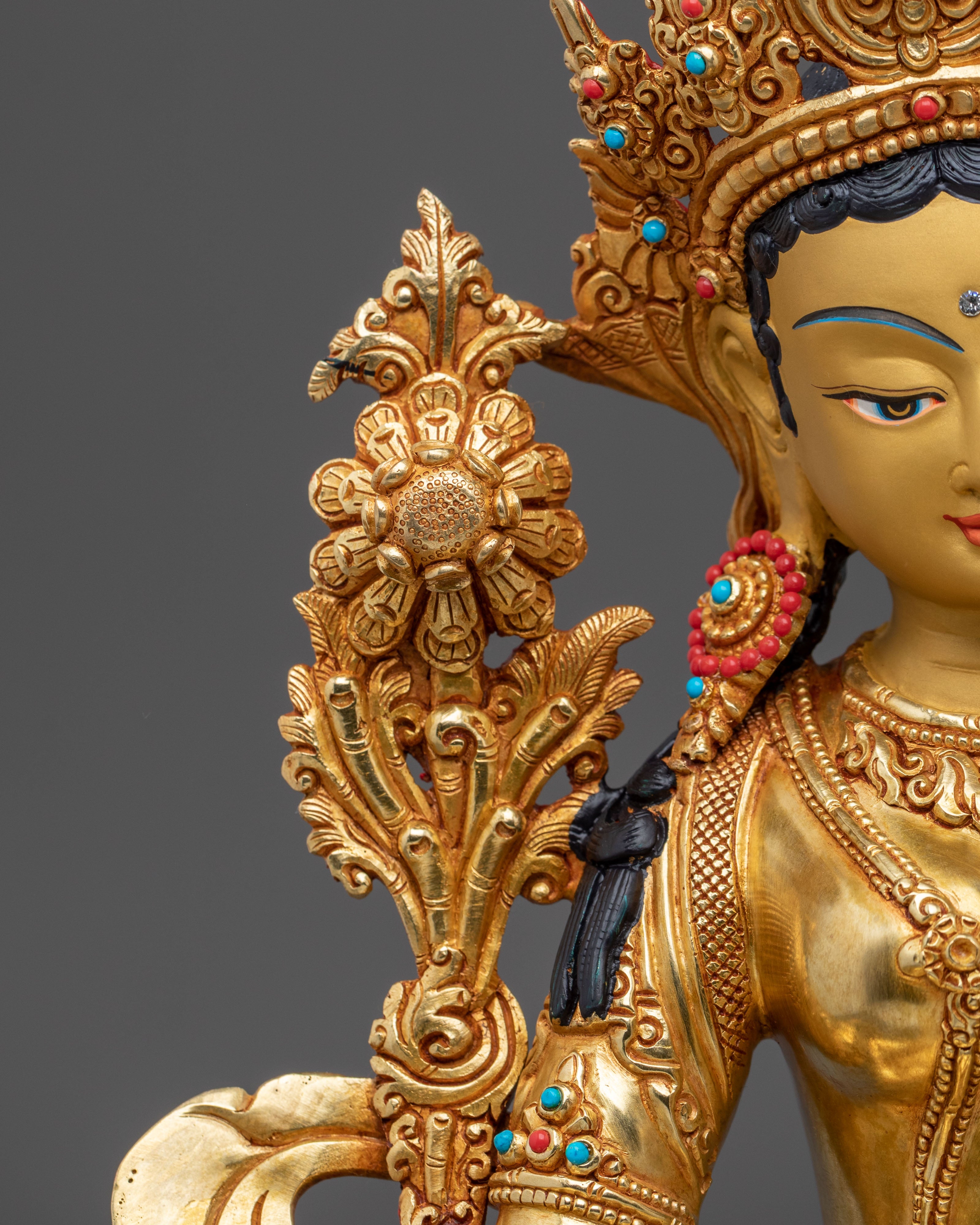 Tibetan Protector Green Tara Figurine | Handcrafted Serenity