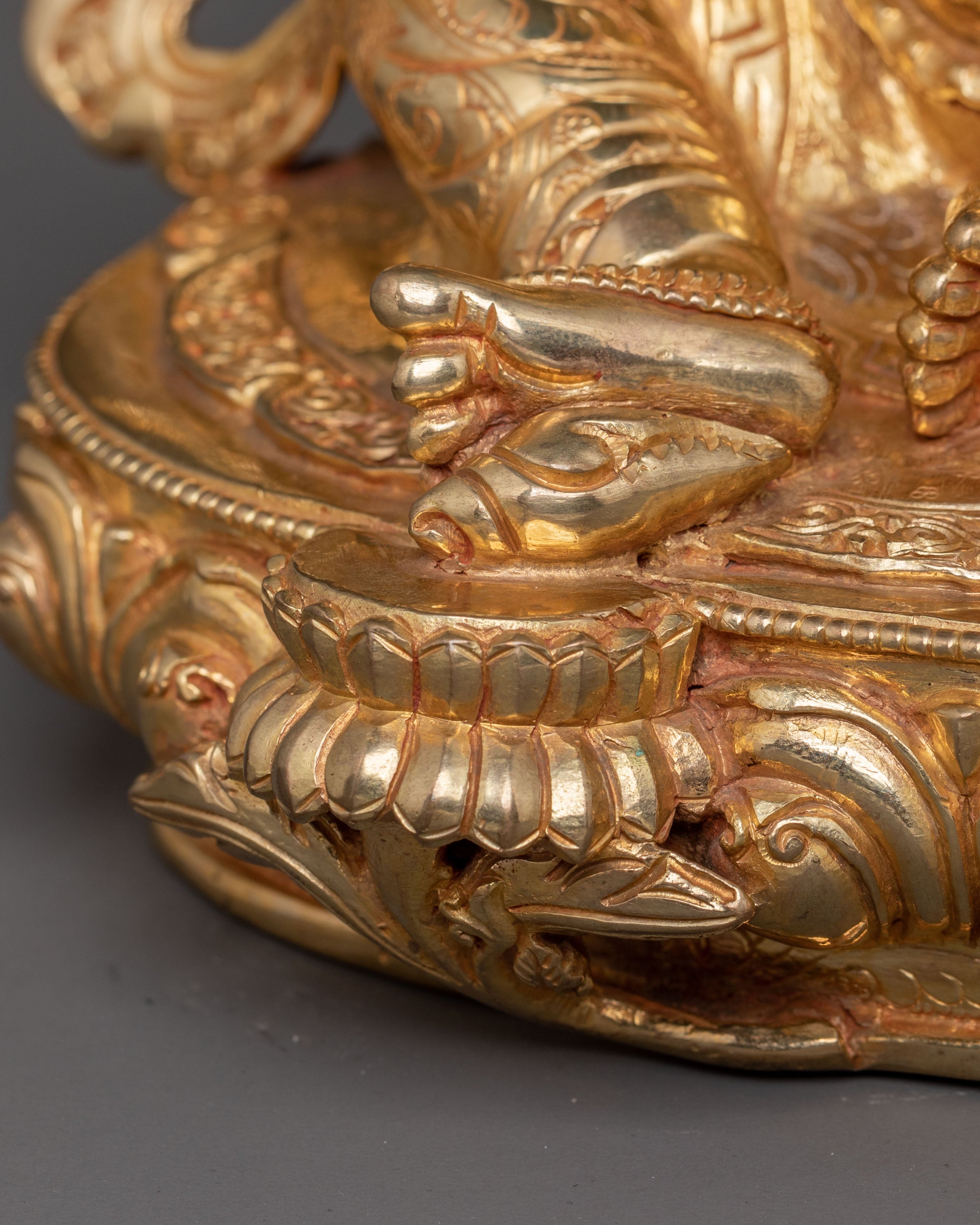 Handcrafted Dzambhala Sculpture: 24K Gold Gilded Statue