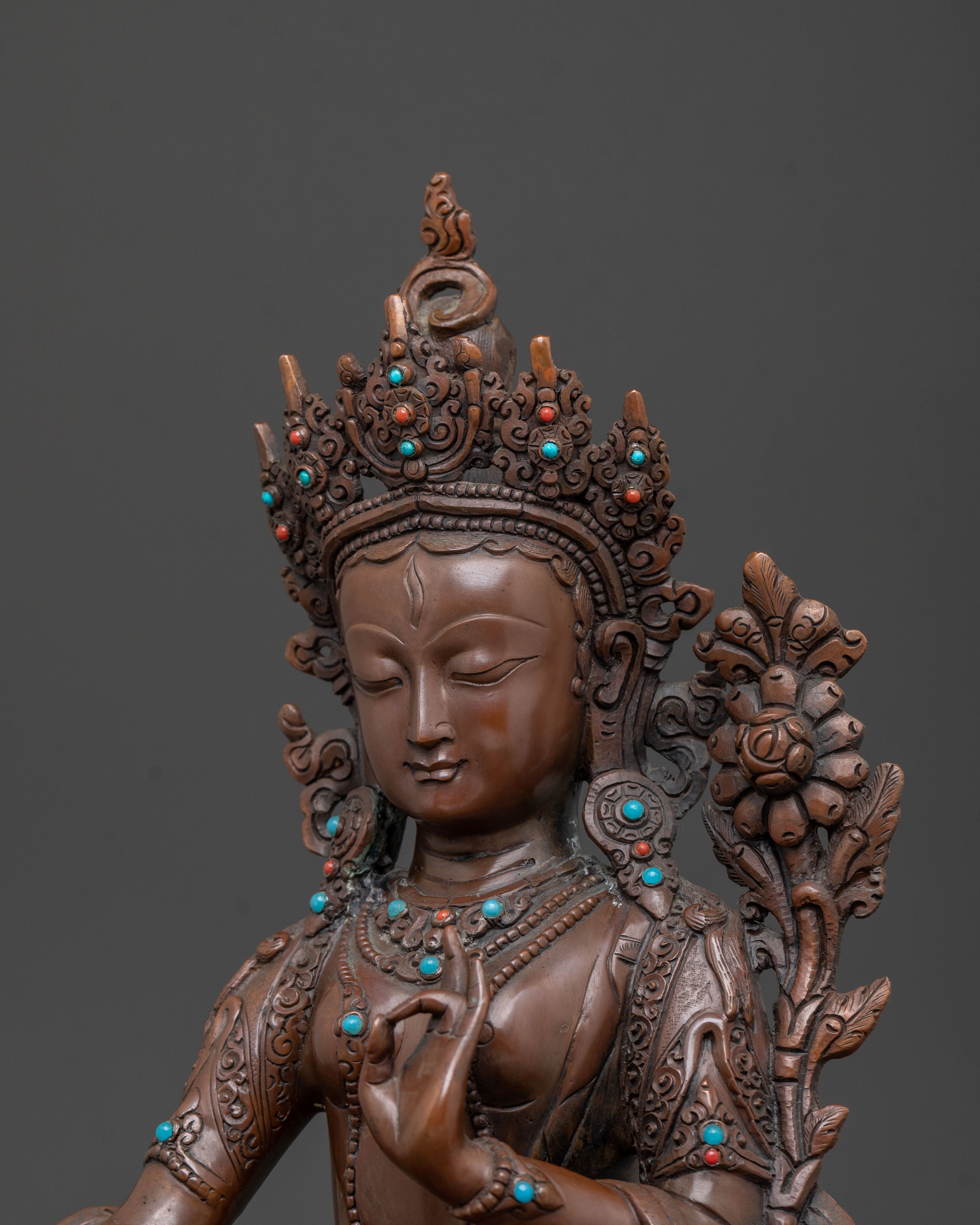 White Tara Copper Statue for Spiritual Decor | Traditional Sculpture