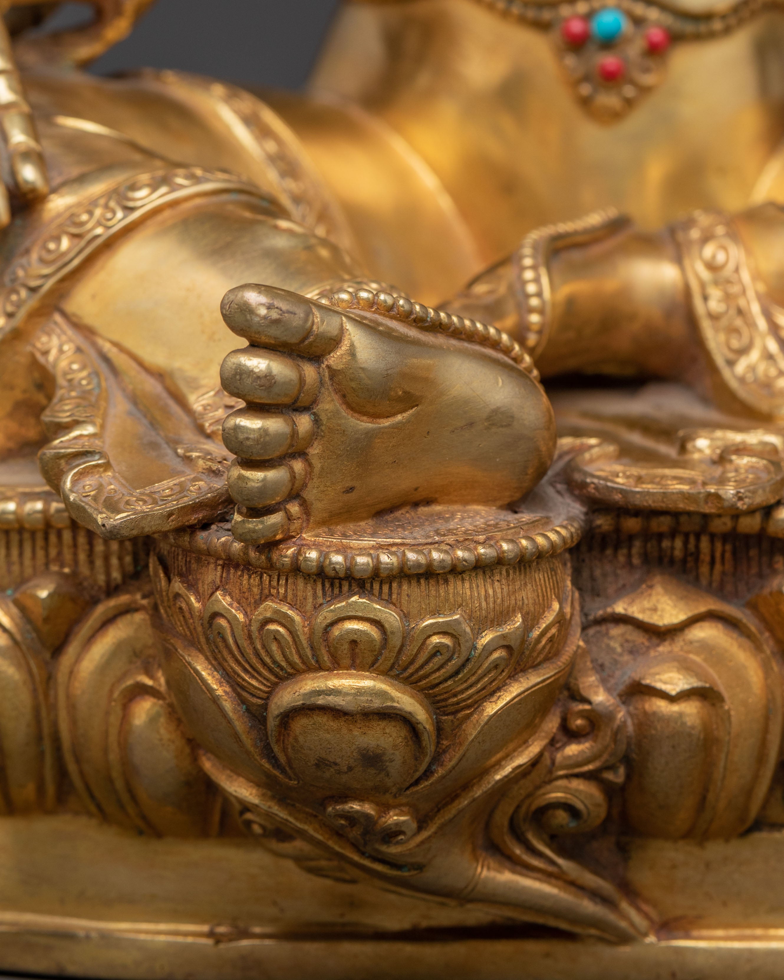 Handcrafted Goddess Green Tara Statue for Protection