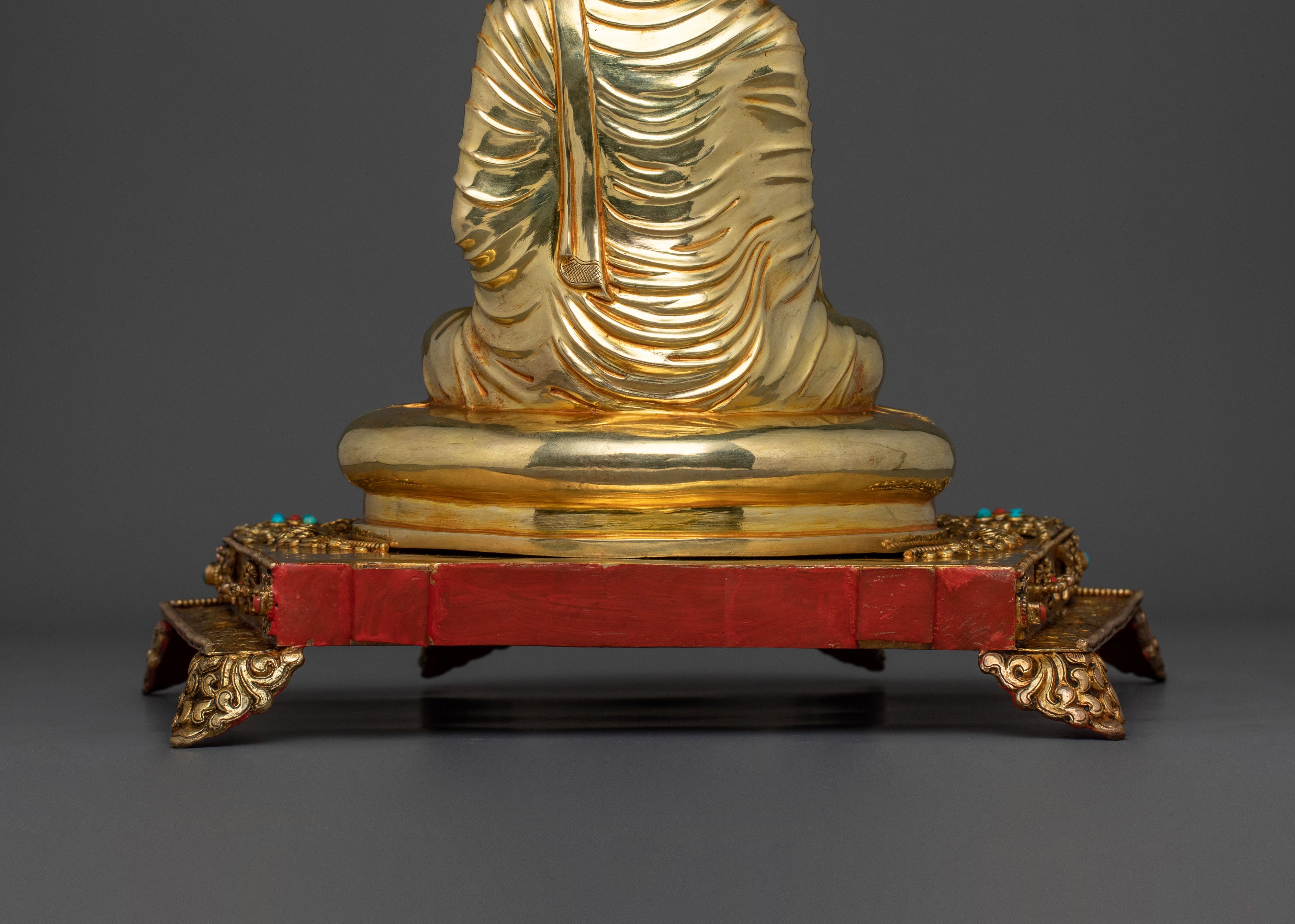 Shakyamuni Buddha On Throne | 24K Gold Glided