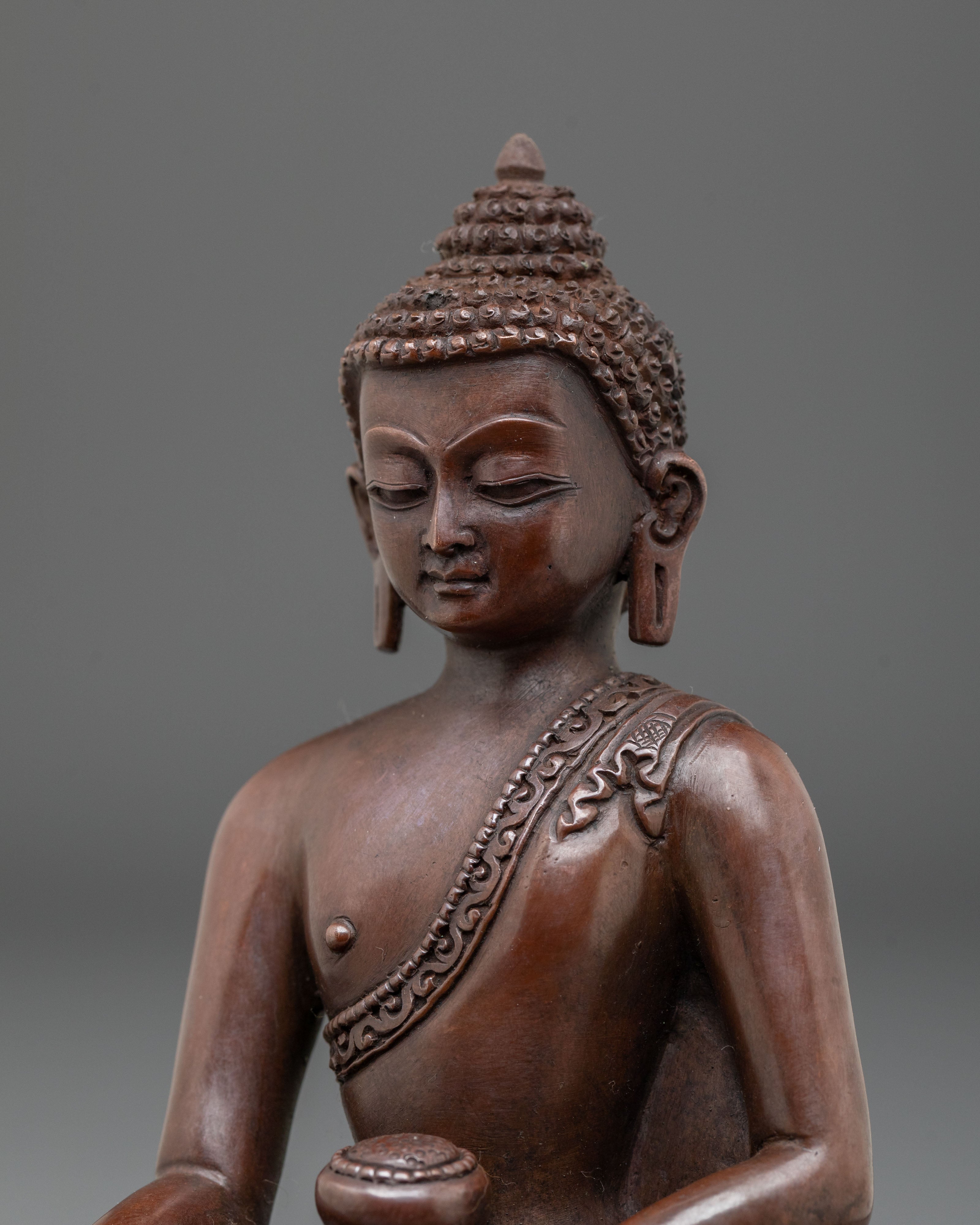 Sage Shakyamuni Buddha Sculpture | Oxidized Copper Figurine