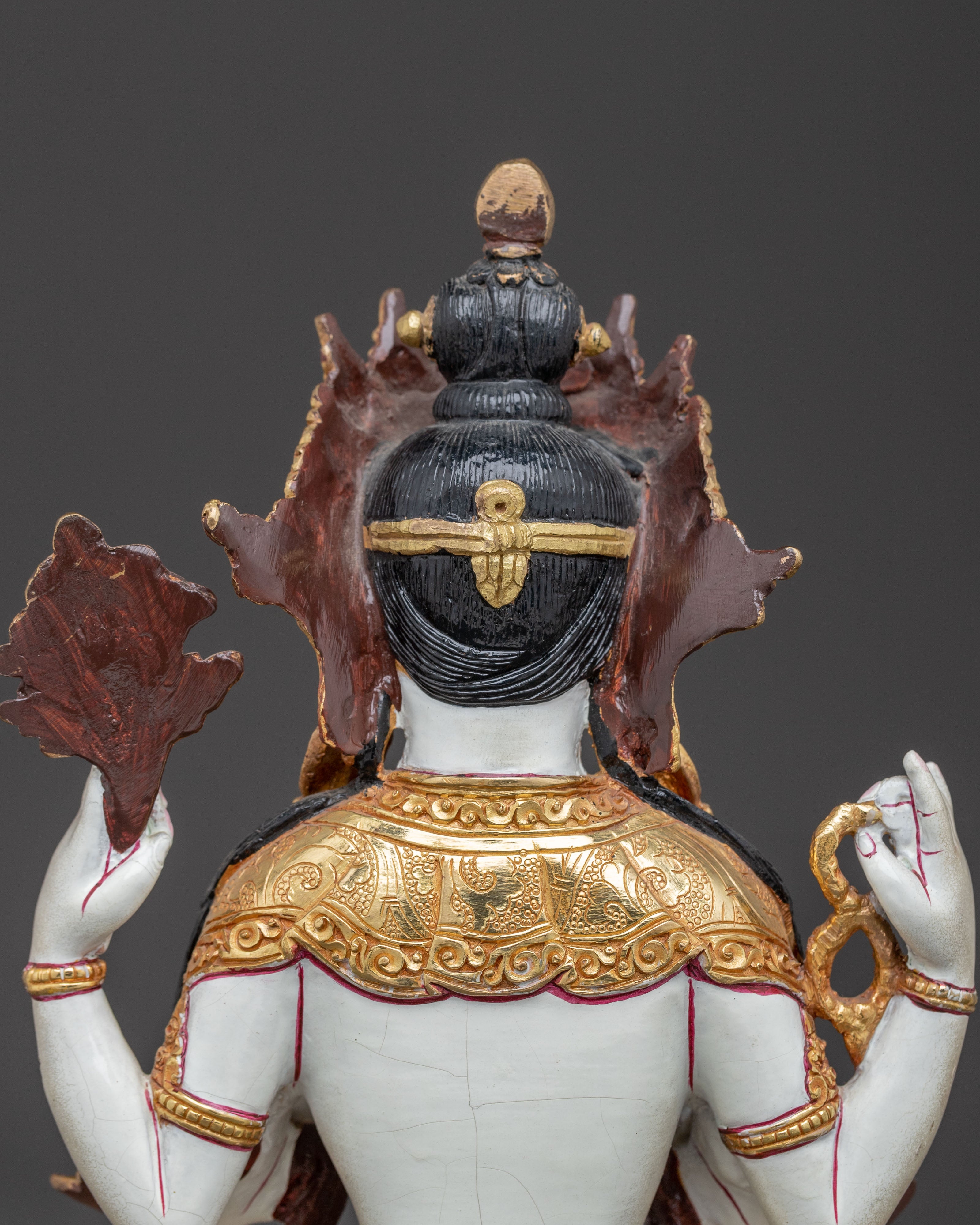 Chenrezig Bodhisattva Golden Statue | Handcrafted Nepalese Copper Sculpture