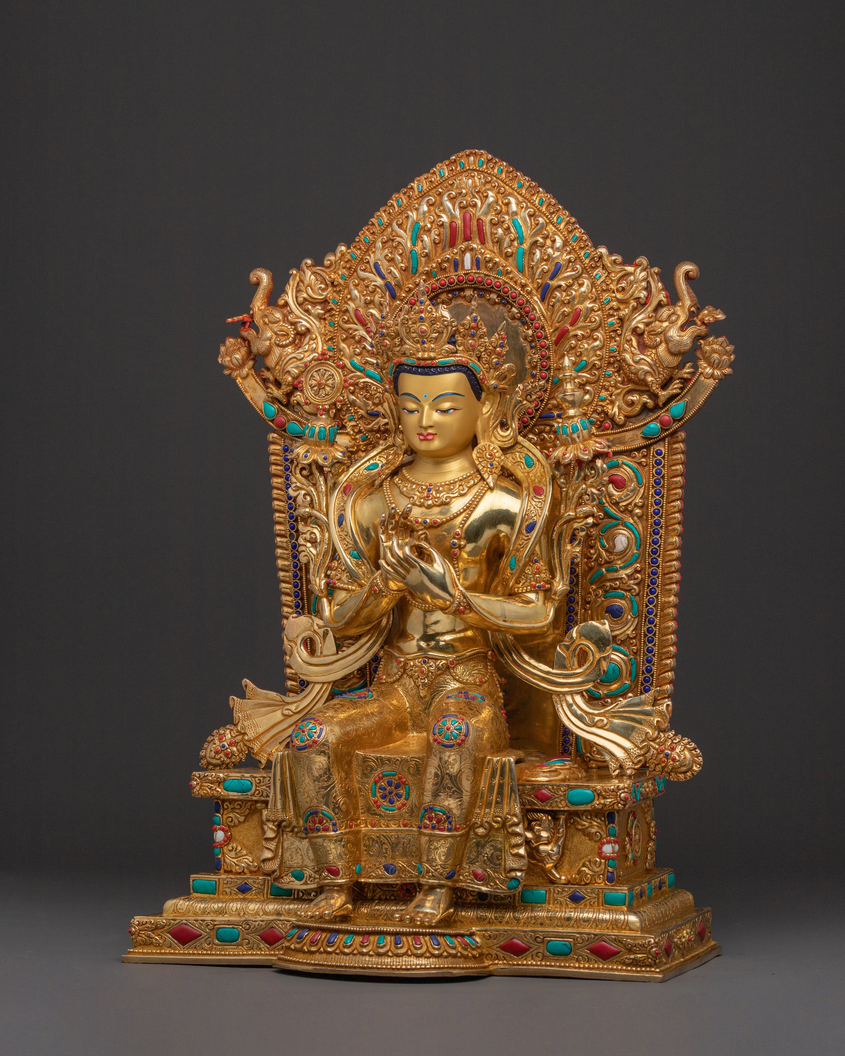 Maitreya Buddha Golden Statue | Compassionate Figure