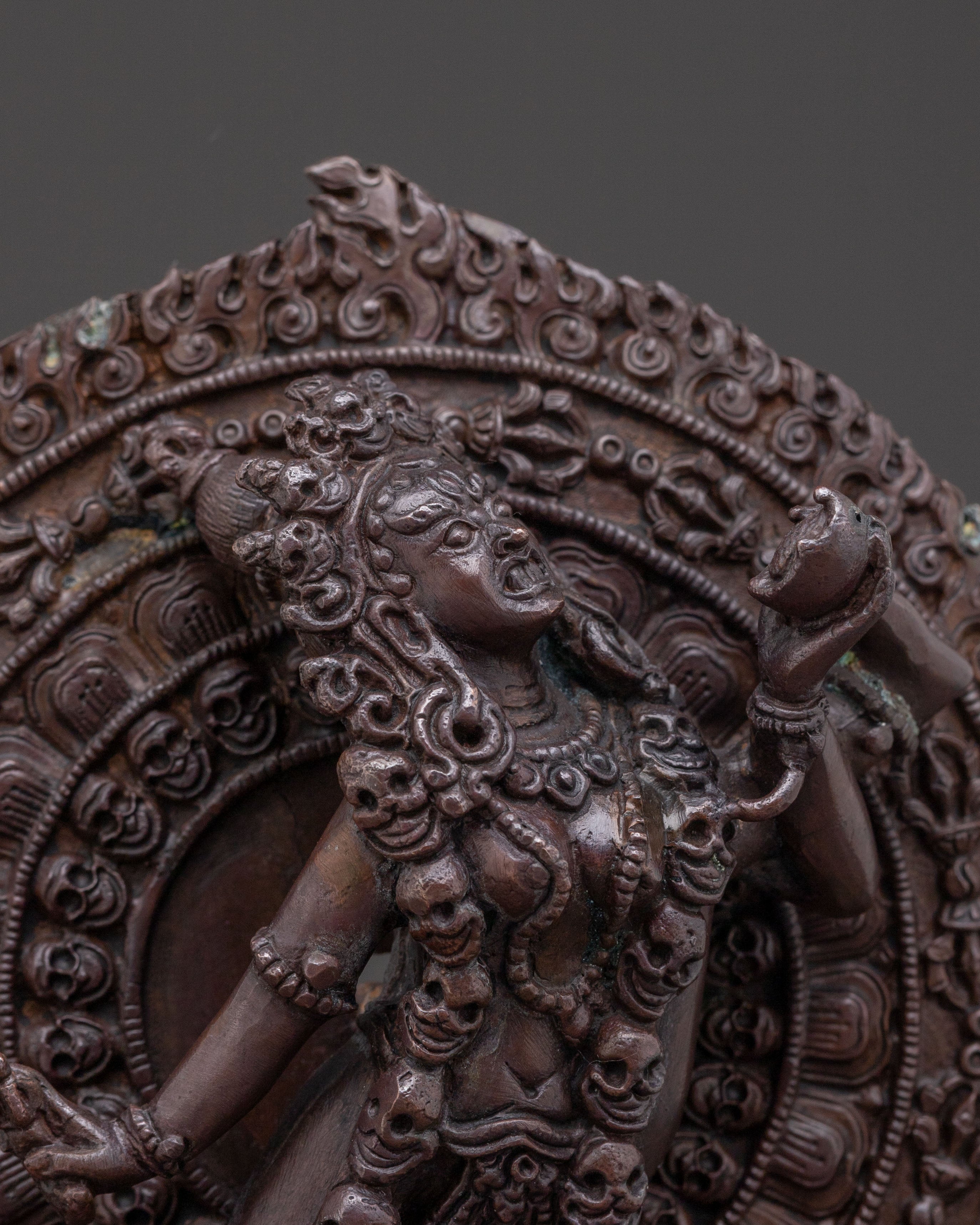 Dakini Queen Vajrayogini Statue for Rituals in Oxidized Copper