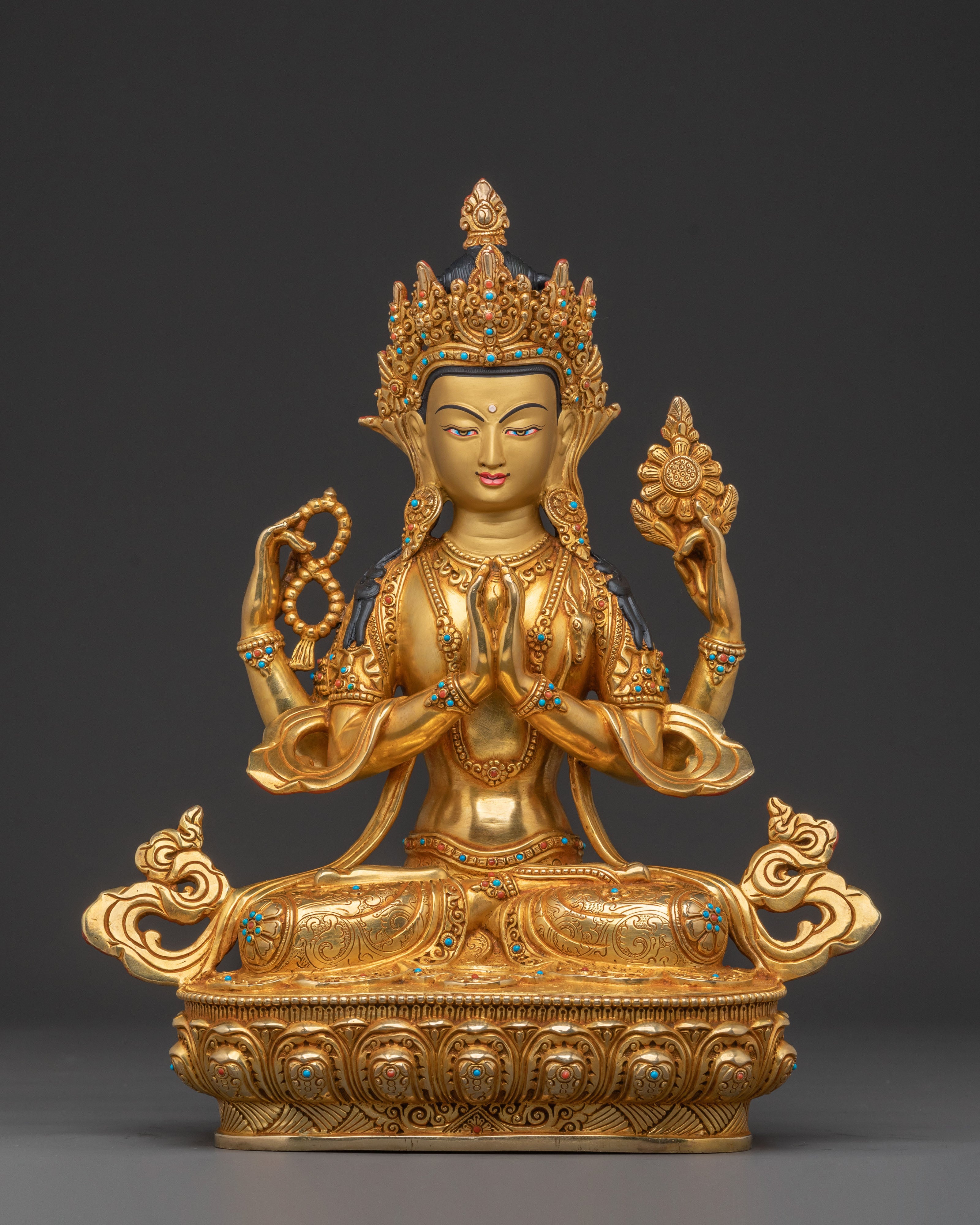 Chenrezig Protector Statue: Handcrafted Figurine for Spiritual Spaces