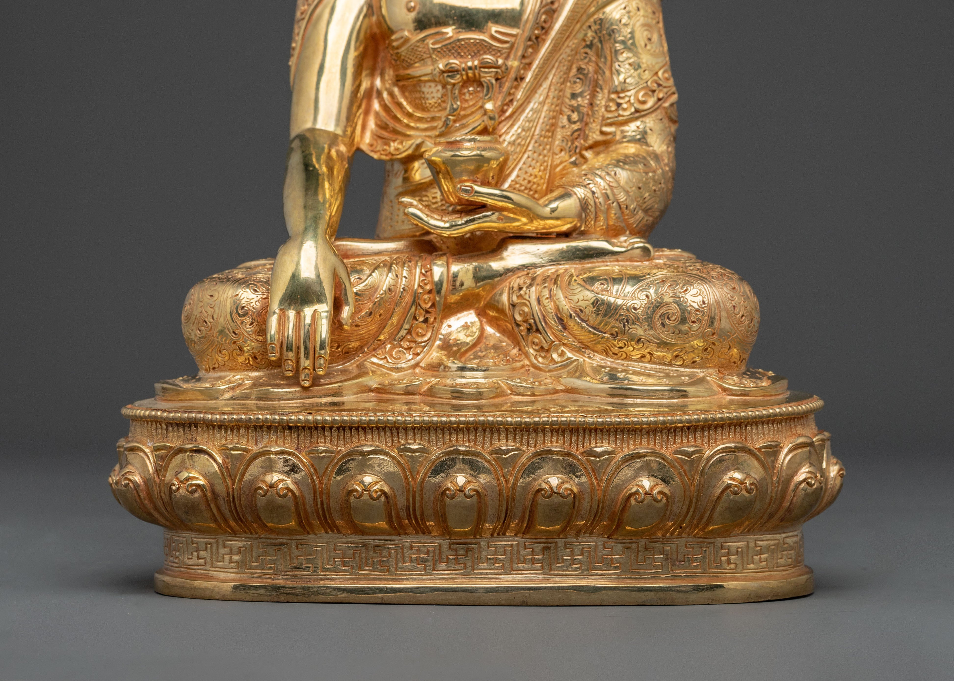Buddhist Icon Shakyamuni Buddha: 24K Gold Gilded