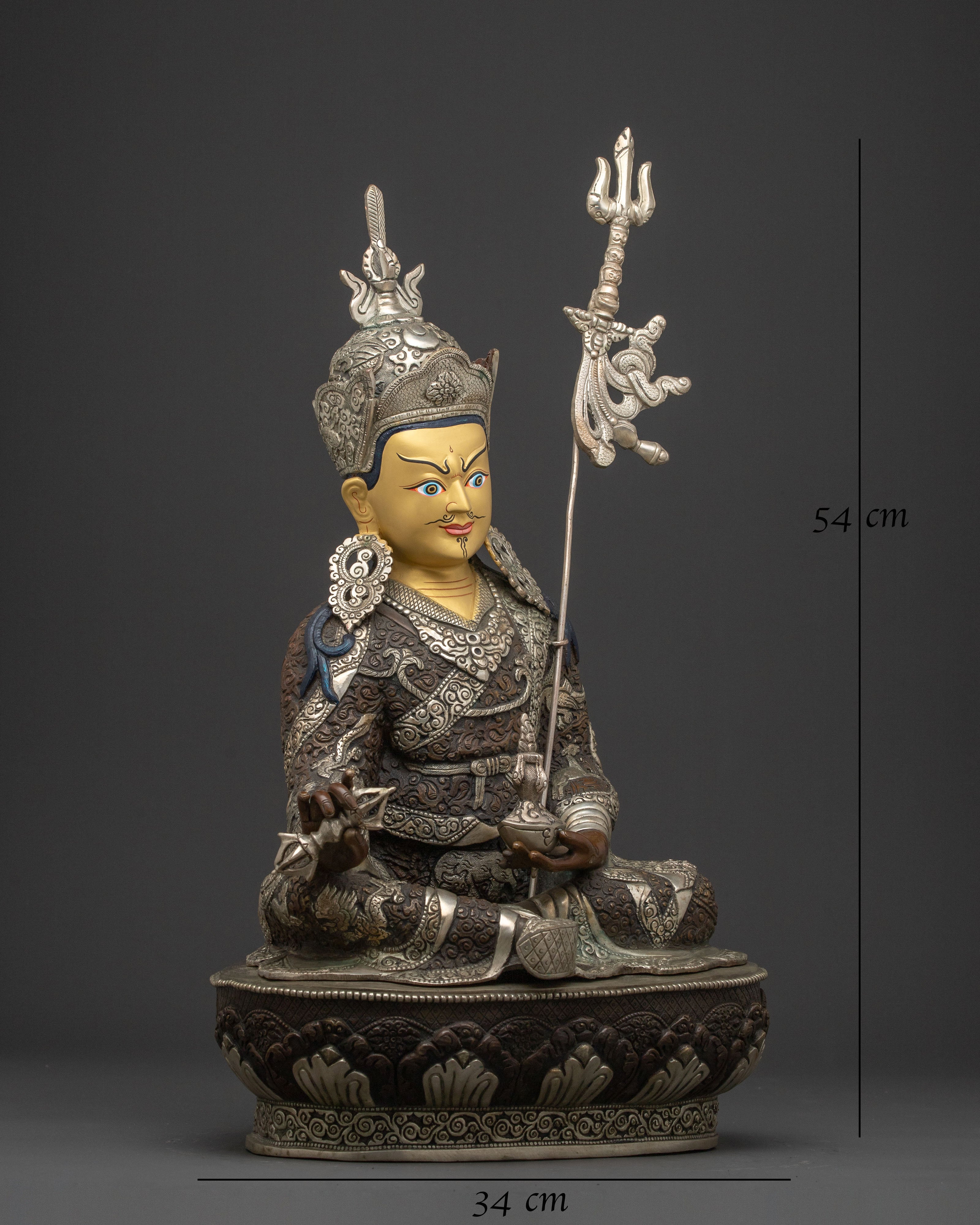 Padmasambhava Copper Statue for Altars – Hand-Gilded Serenity