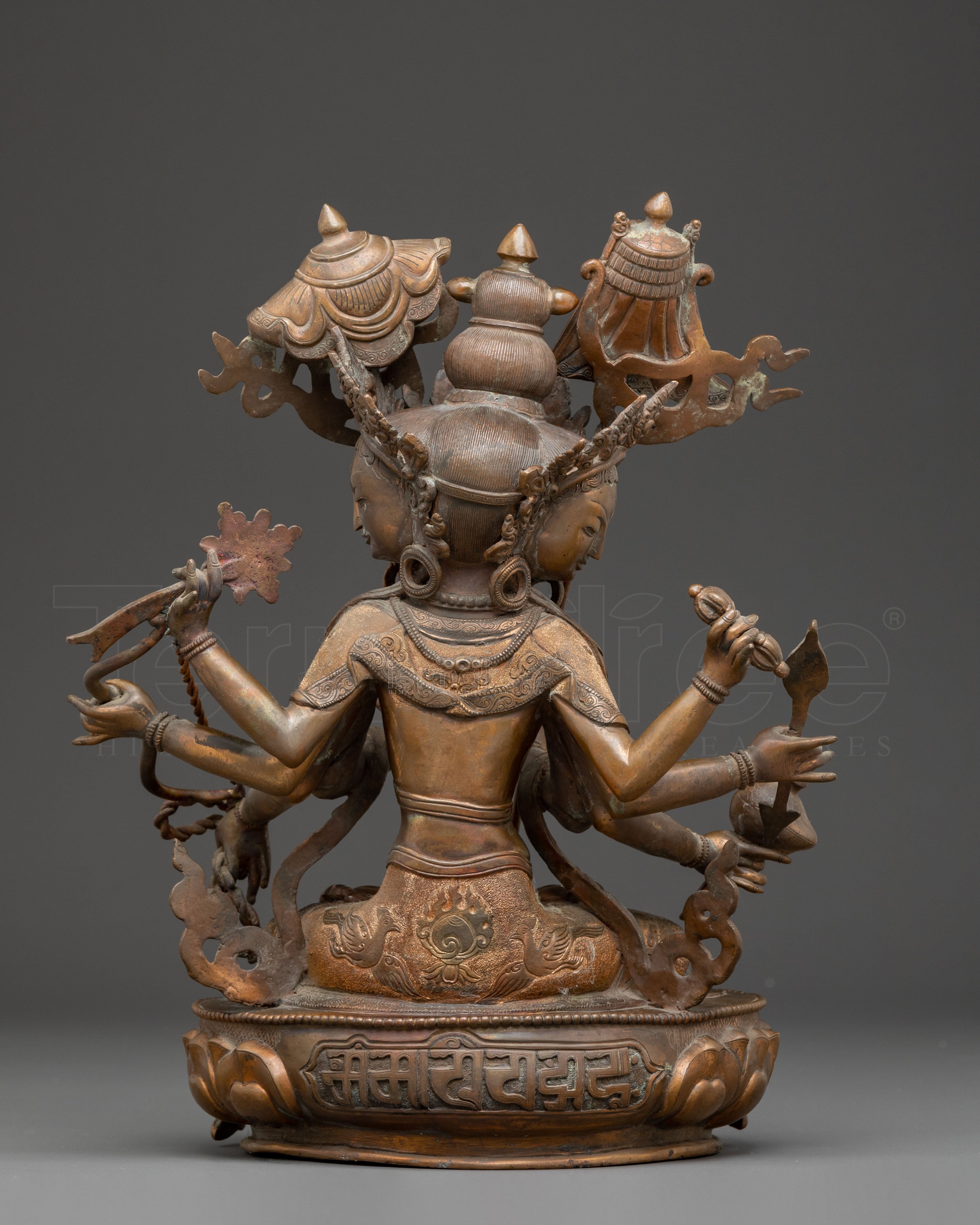 Tibetan Dhoja Devi Deity Statue - Antique Finish Copper