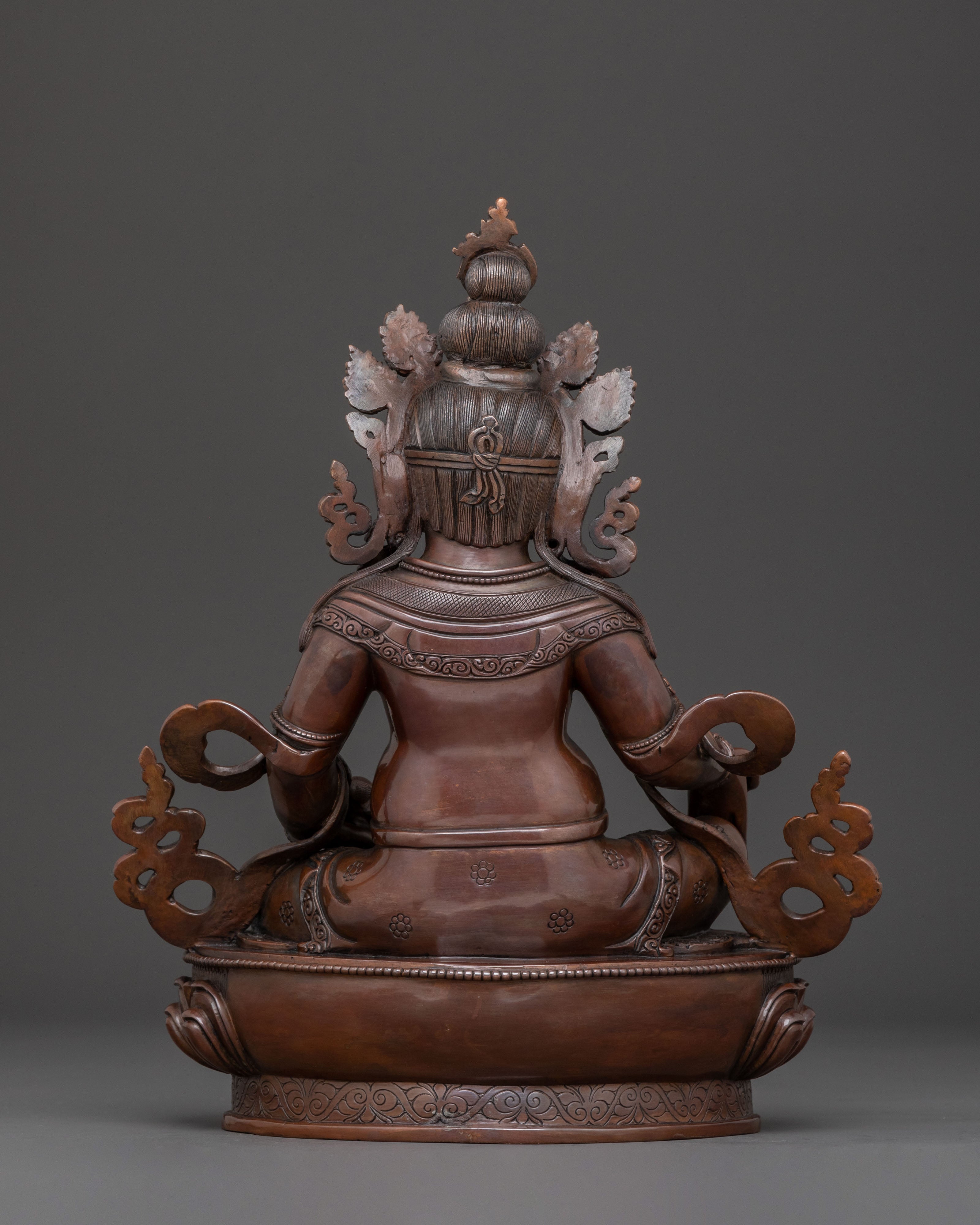 Dzambhala Sacred Tibetan Statue in Oxidized Copper