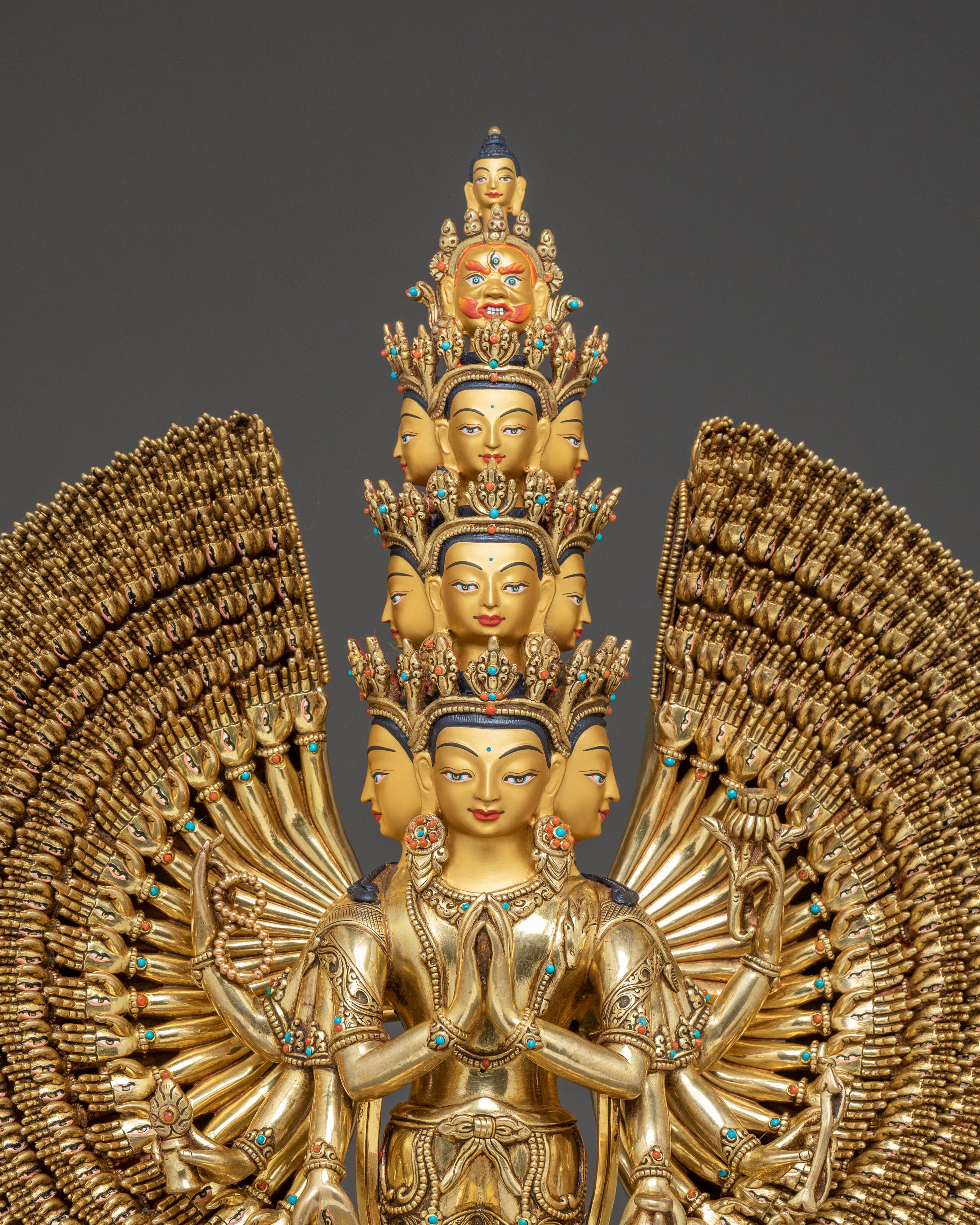 Thousand Armed Chenrezig Copper Sculpture | Compassionate Bodhisattva