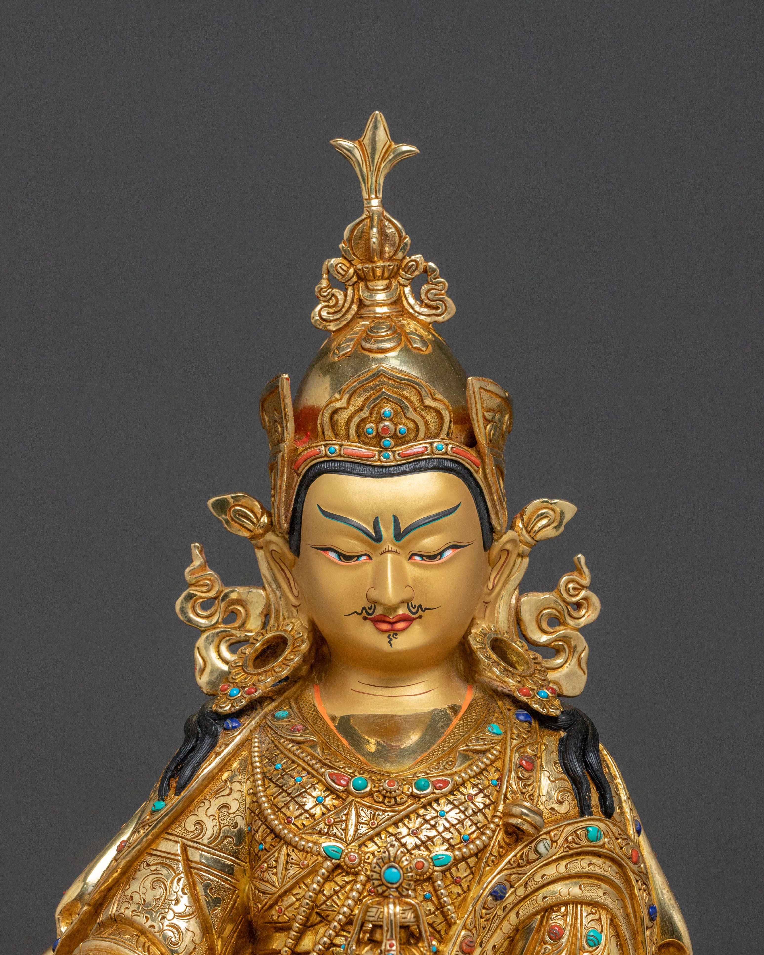 Guru Rinpoche Statue on Throne | Buddhist Master