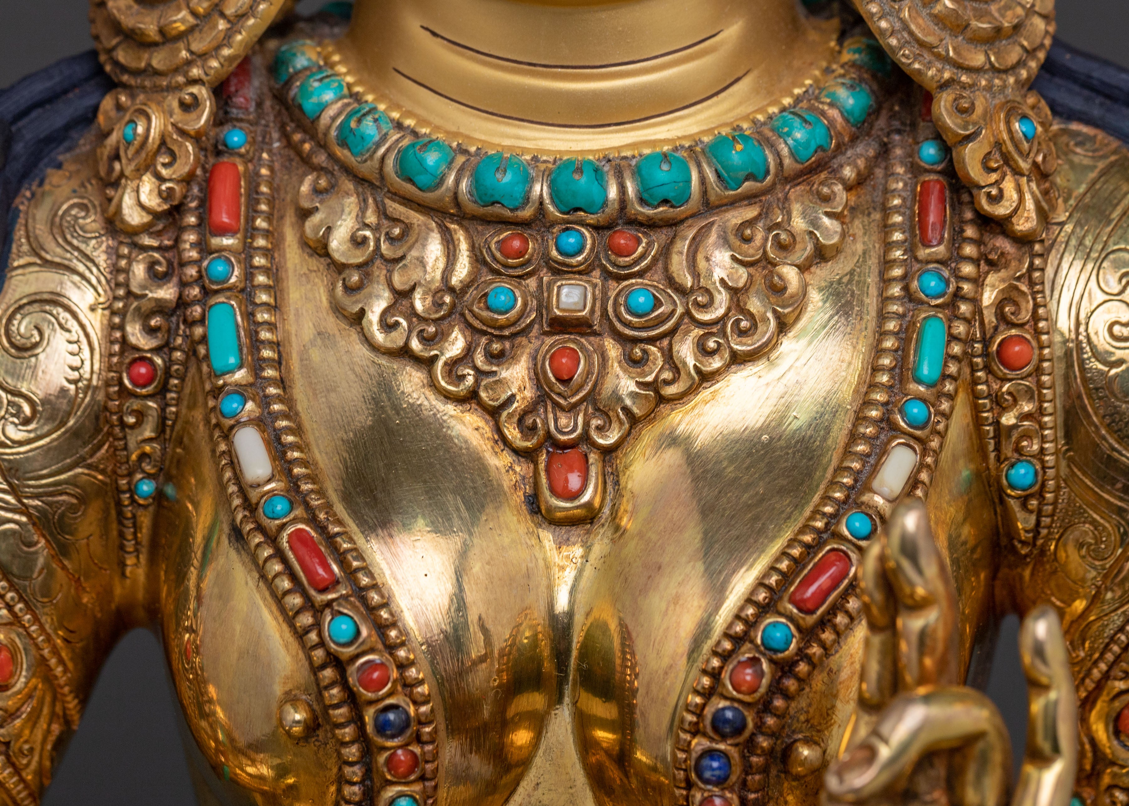 White Tara Blessing Statue | 24K Gold Gilded Figure