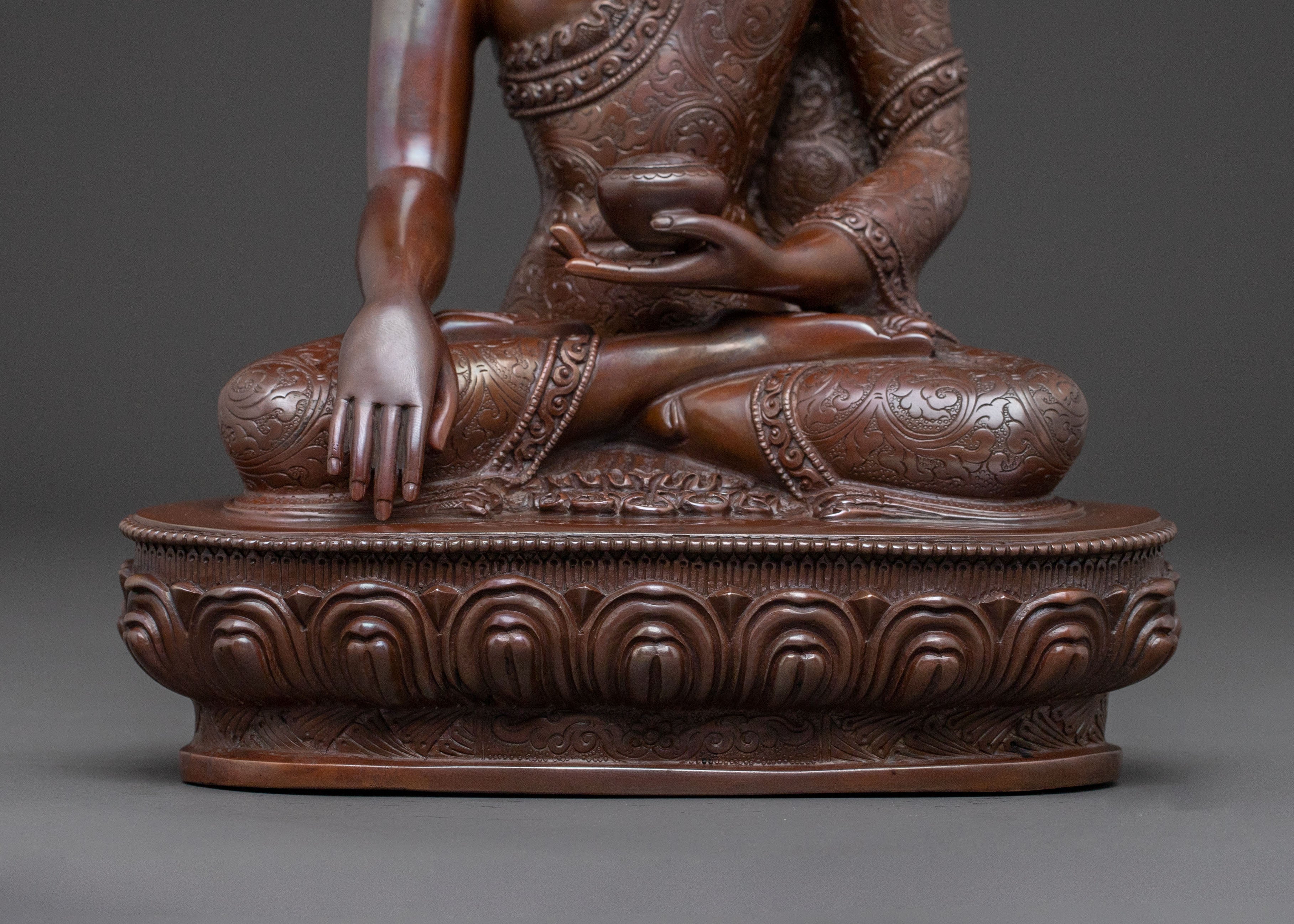 Tibetan Three Buddhas Statue Set – Oxidized Copper Serenity