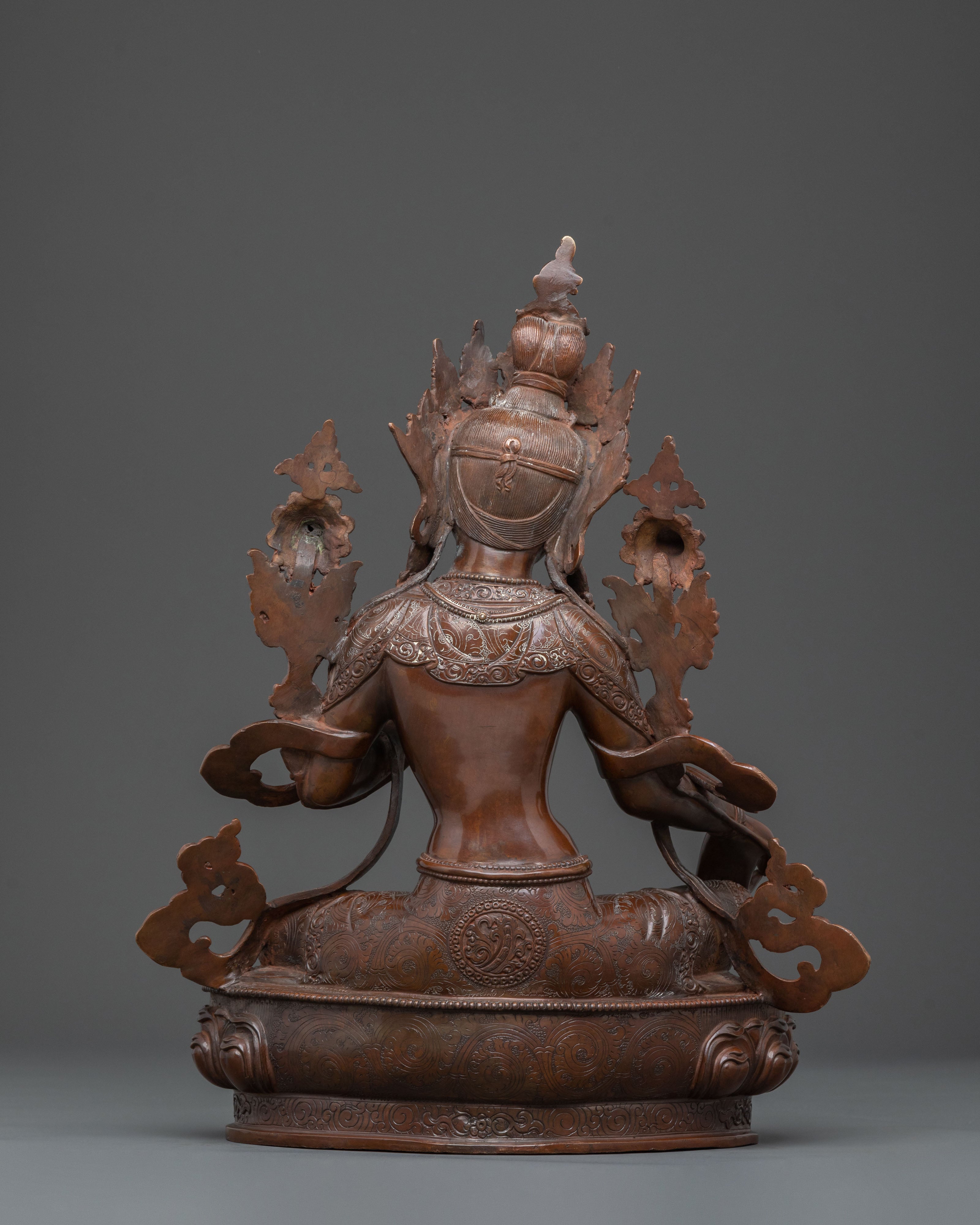 Green Tara: Oxidized Copper Meditation Statue