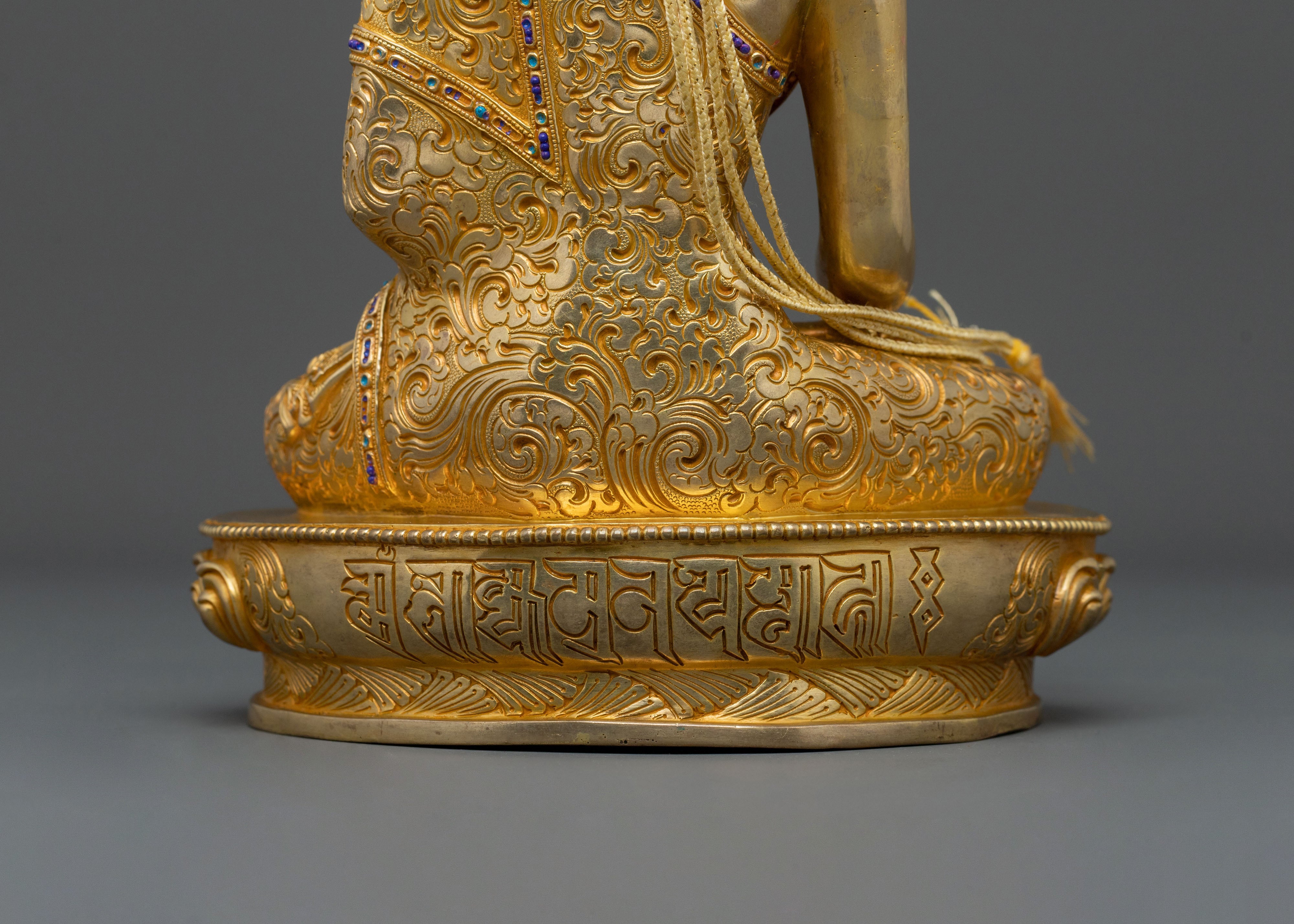 Handcrafted Crown Shakyamuni Buddha Spiritual Sculpture in 24K Gold
